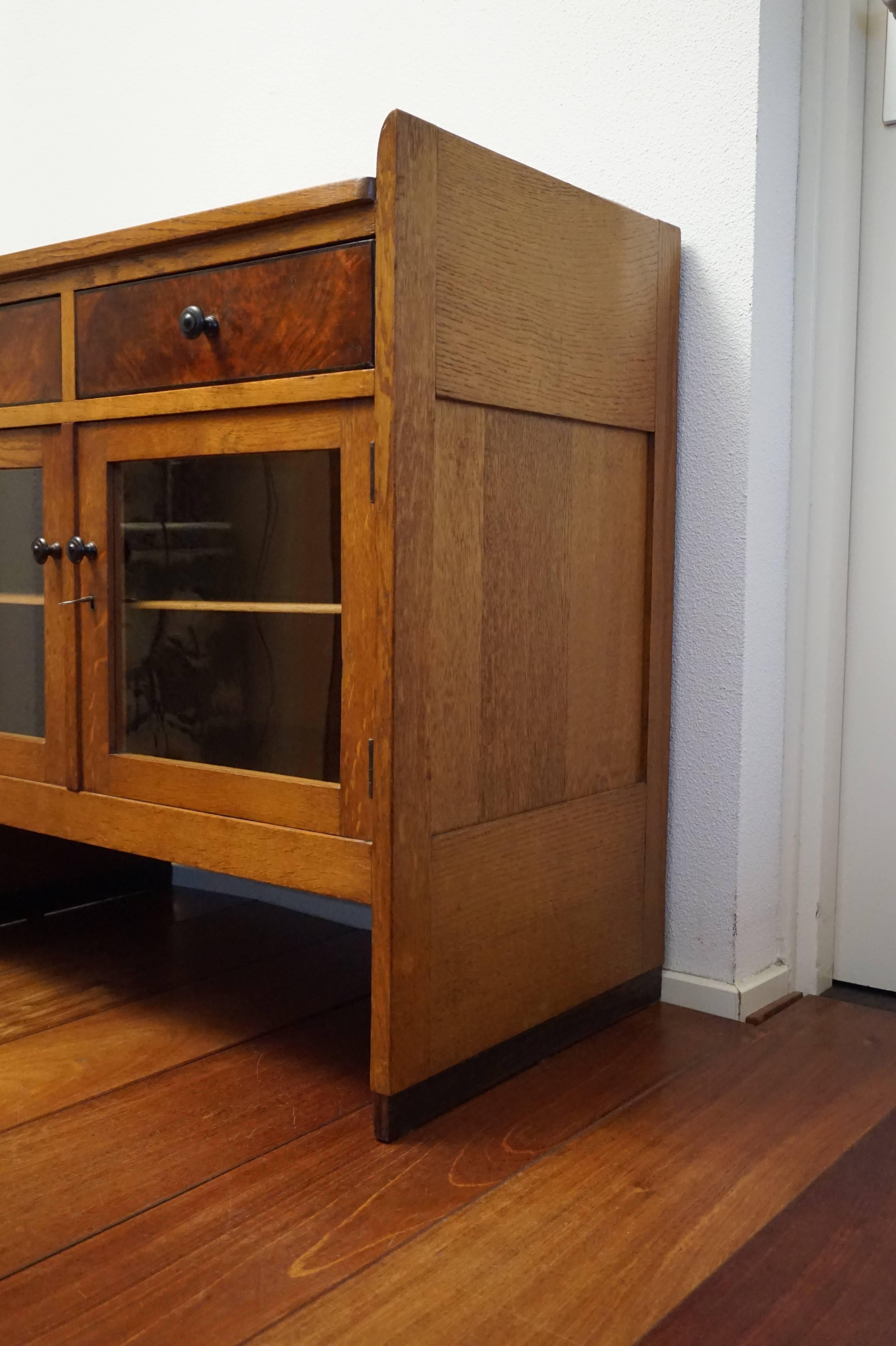 Amsterdam School Art Deco Drinks Cabinet Small Dresser with Drawers & Burl Inlay 3