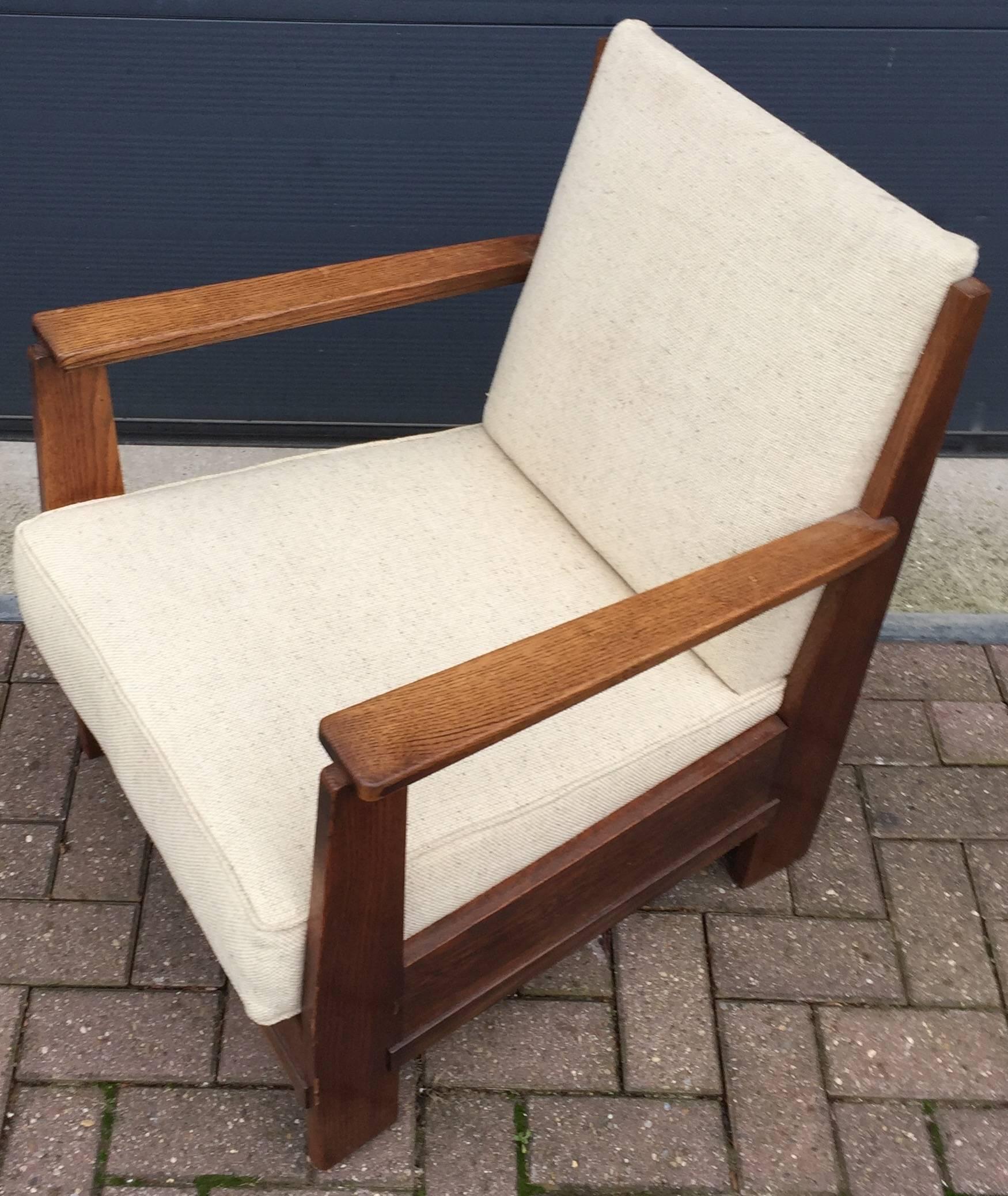 Rare Dutch Art Deco Haagse School Oak & Macassar Lounge Chair by LOV Oosterbeek In Excellent Condition In Lisse, NL