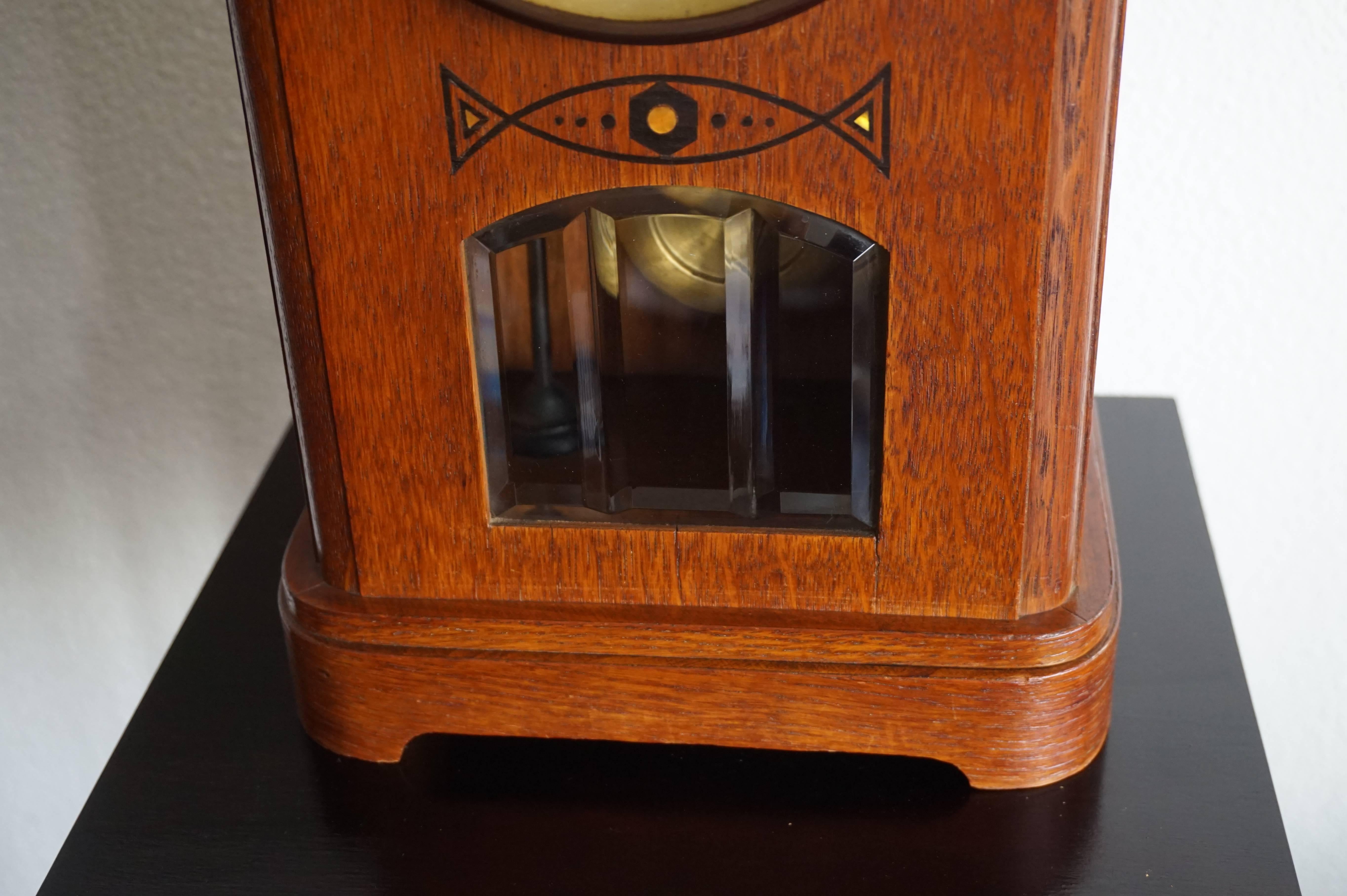 Art Deco Pendulum / Table Clock with Beveled Glass and Mother-of-Pearl Inlay 1