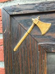 Antique Wooden Native Indian Design Picture Frame with Teepee Canoe Tomahawk Etc