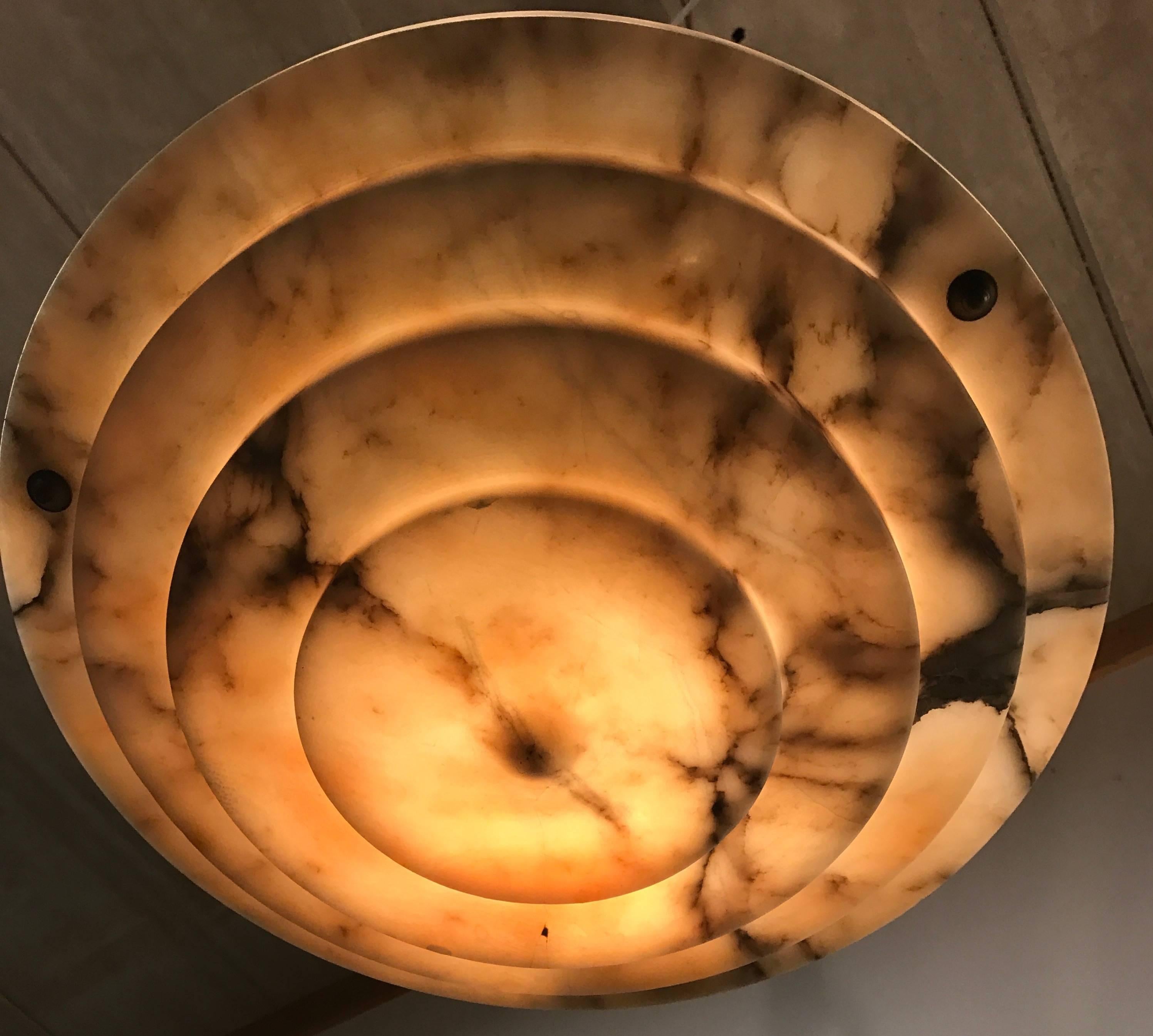 Good Size 1920s Art Deco Alabaster Pendant Ceiling Lamp Great Shape and Color 1