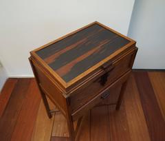 Art Deco Amsterdam School Jewelry or Vanity Table with Beveled Mirror and Drawer
