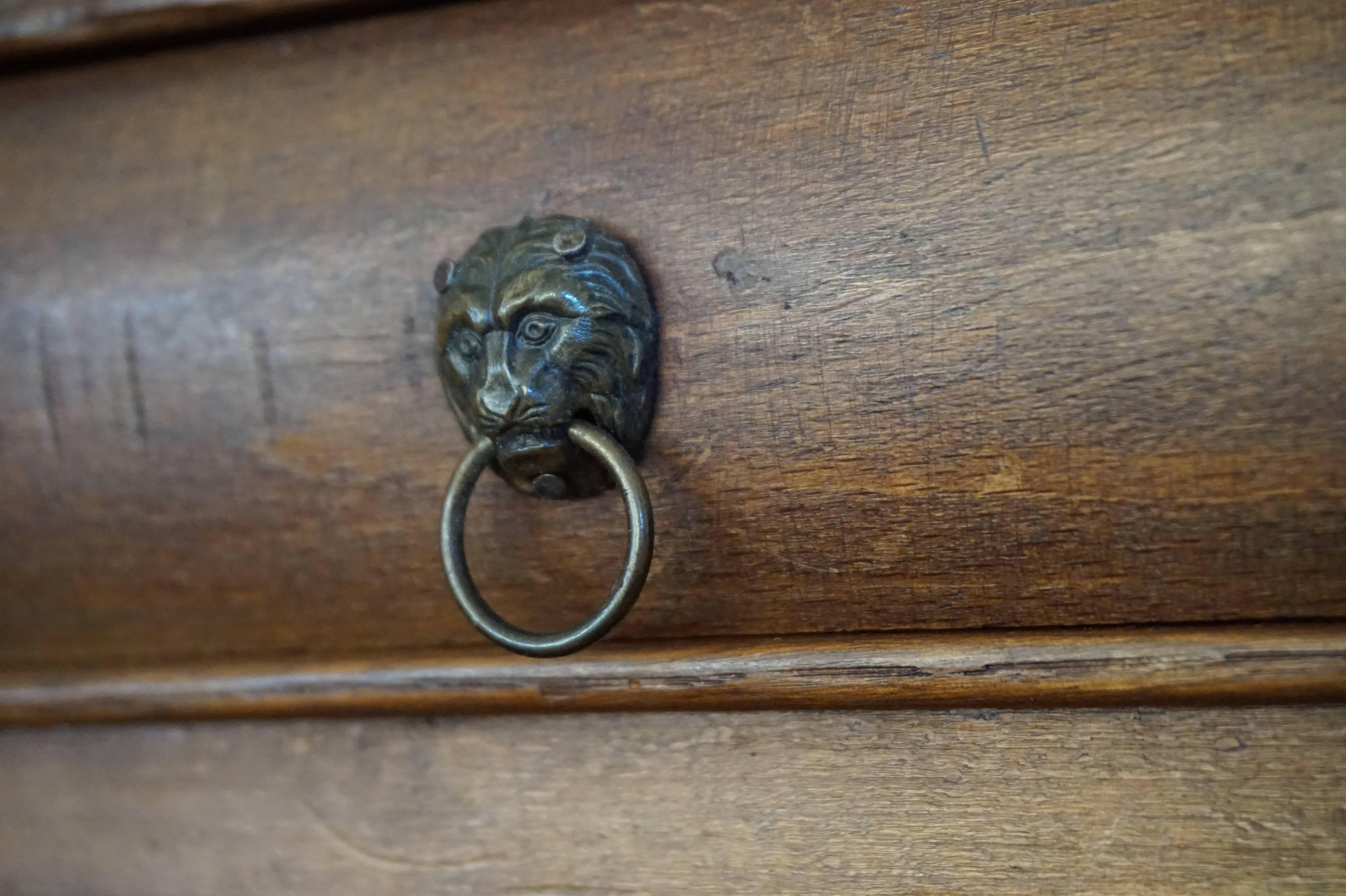 Brass Early 20th Century, Miniature Rococo Style Dutch Chest of Drawers Oak and Beech  For Sale