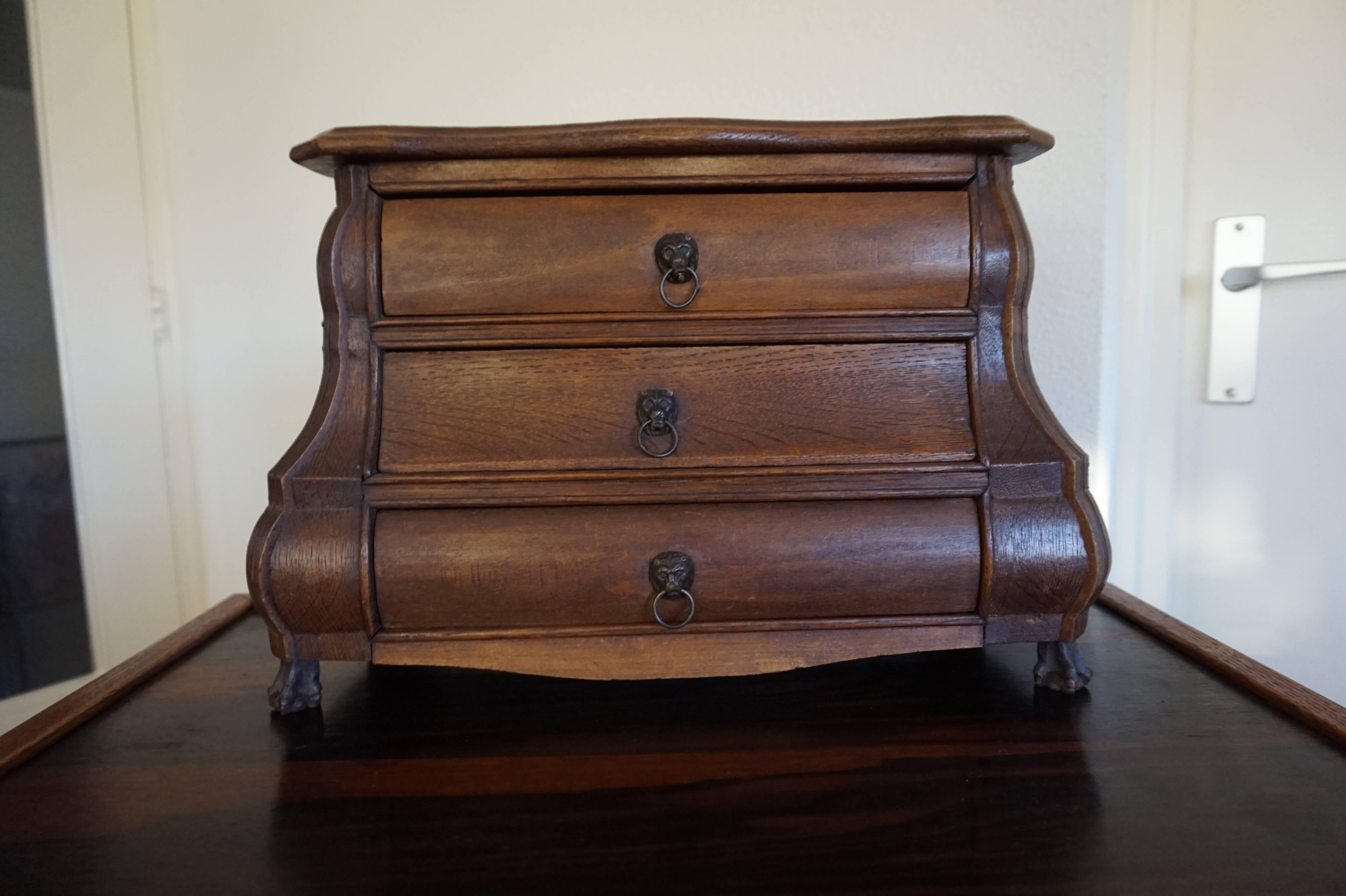 Early 20th Century, Miniature Rococo Style Dutch Chest of Drawers Oak and Beech  For Sale 2