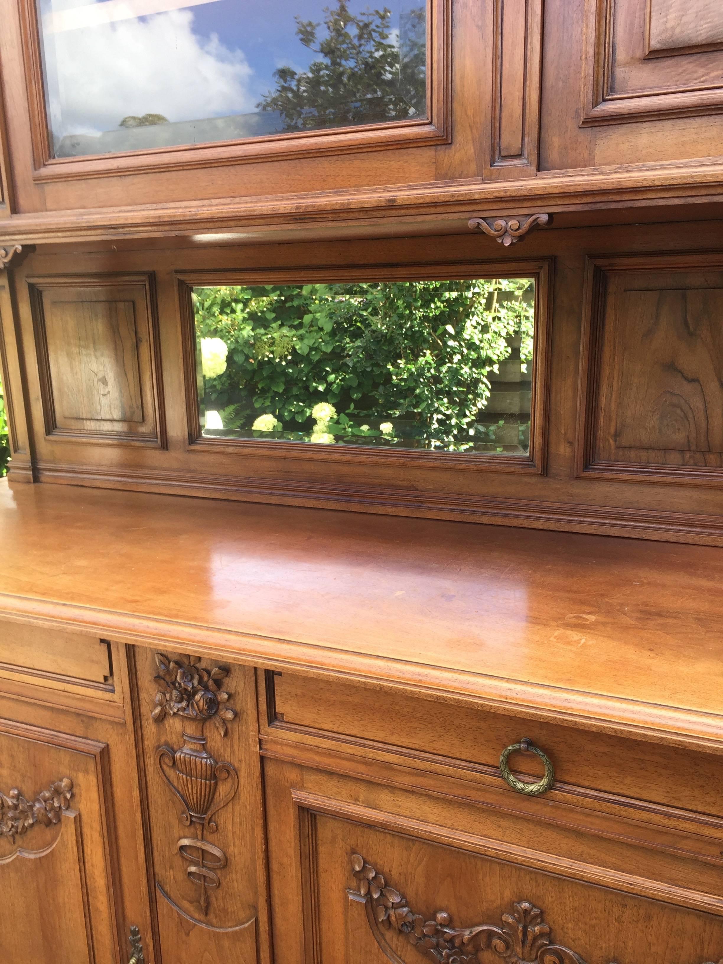 Louis XV Early 1900's French Hand-Carved Walnut Three-Piece Sideboard Server Cupboard For Sale