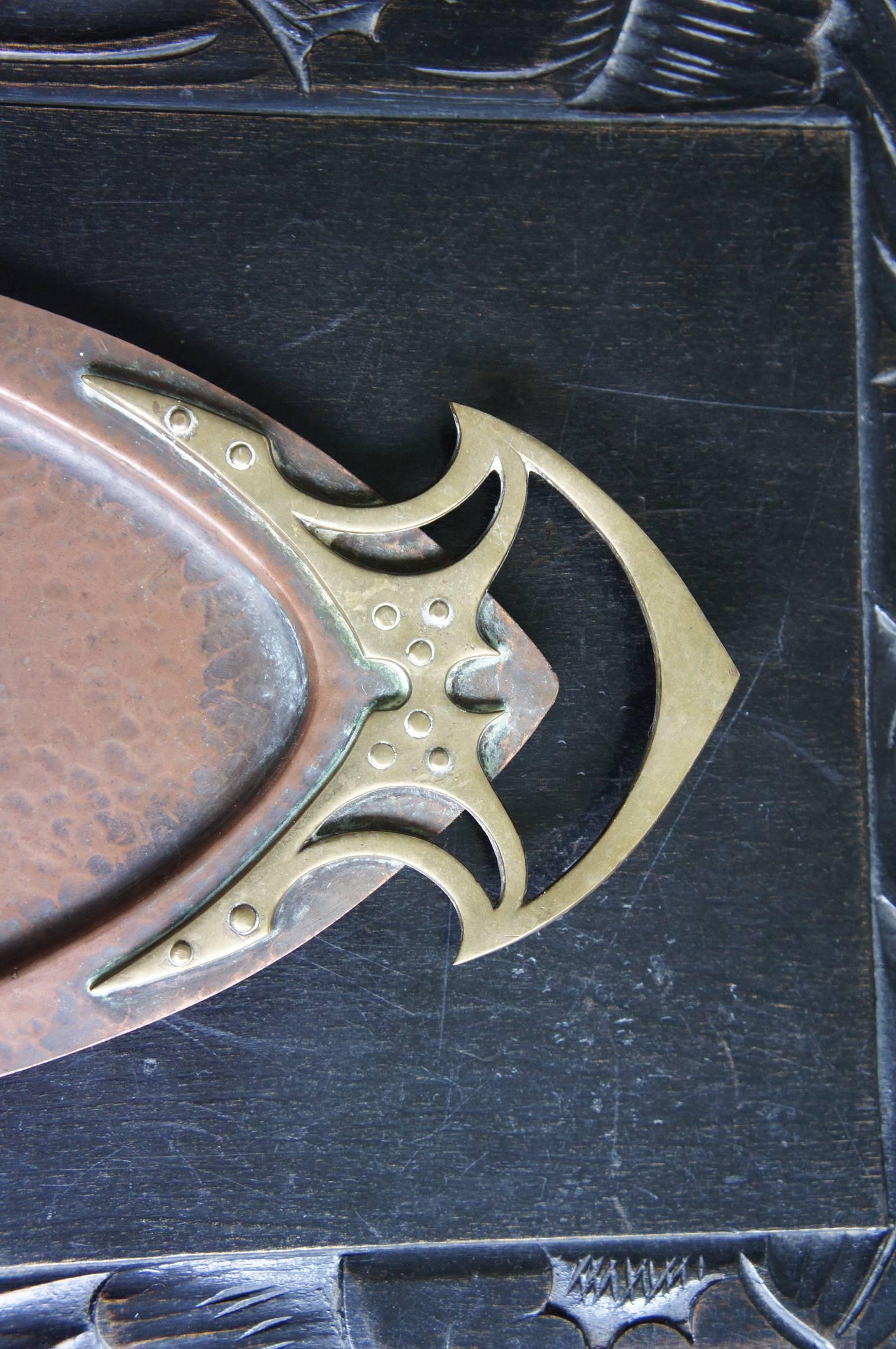 art nouveau copper tray
