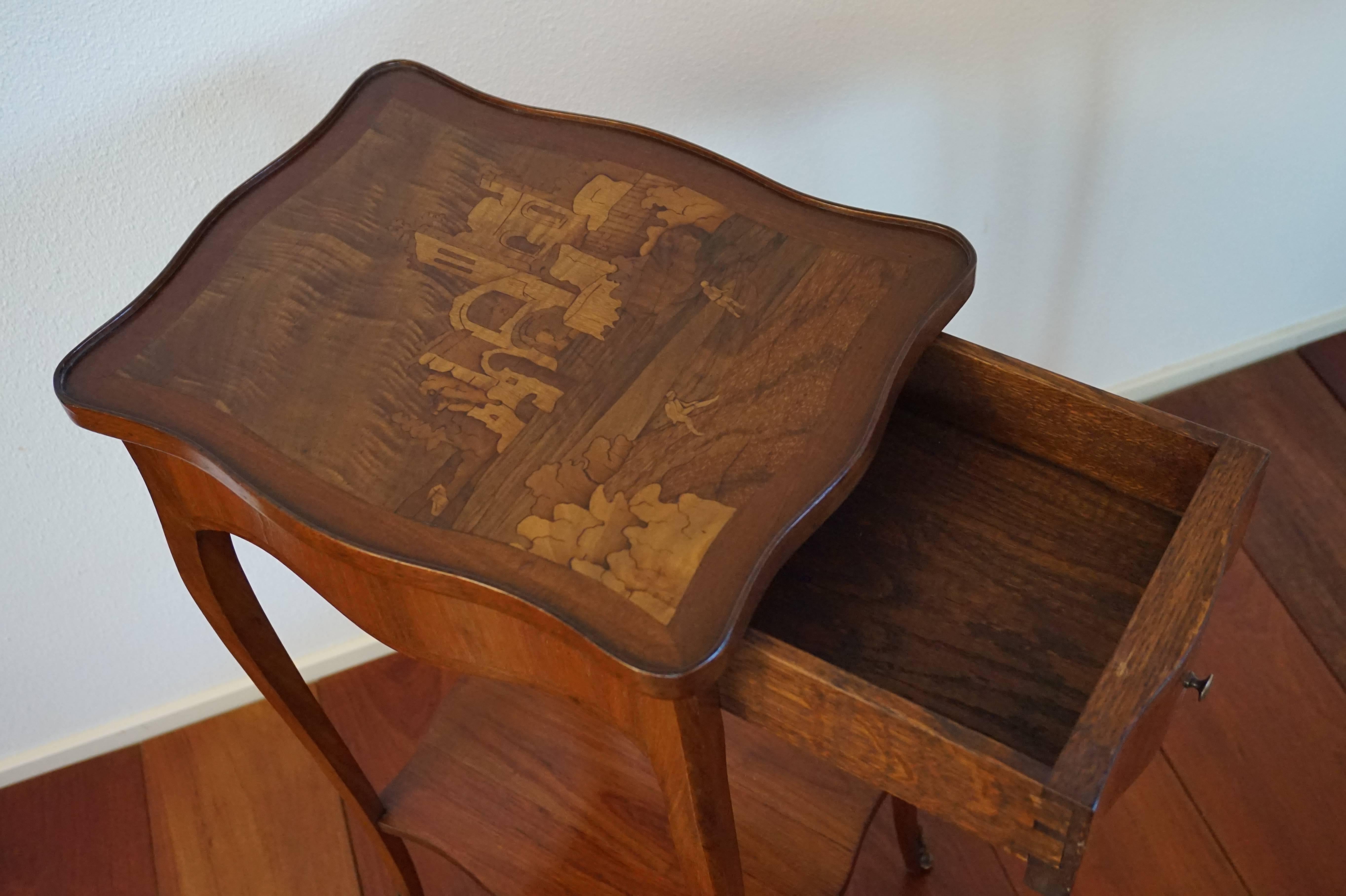 Louis XVI Early 1900s Mahogany and Kingwood Louis 16 Style End Table with Marquetry Inlay