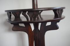Tiger Oak Art Nouveau Drinks Table or Dry Bar with Pedestal on Top, circa 1900