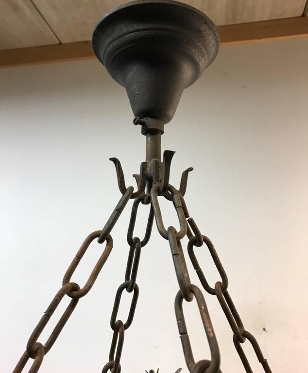Large Wrought Iron EightLight Chandelier or Ceiling Lamp with