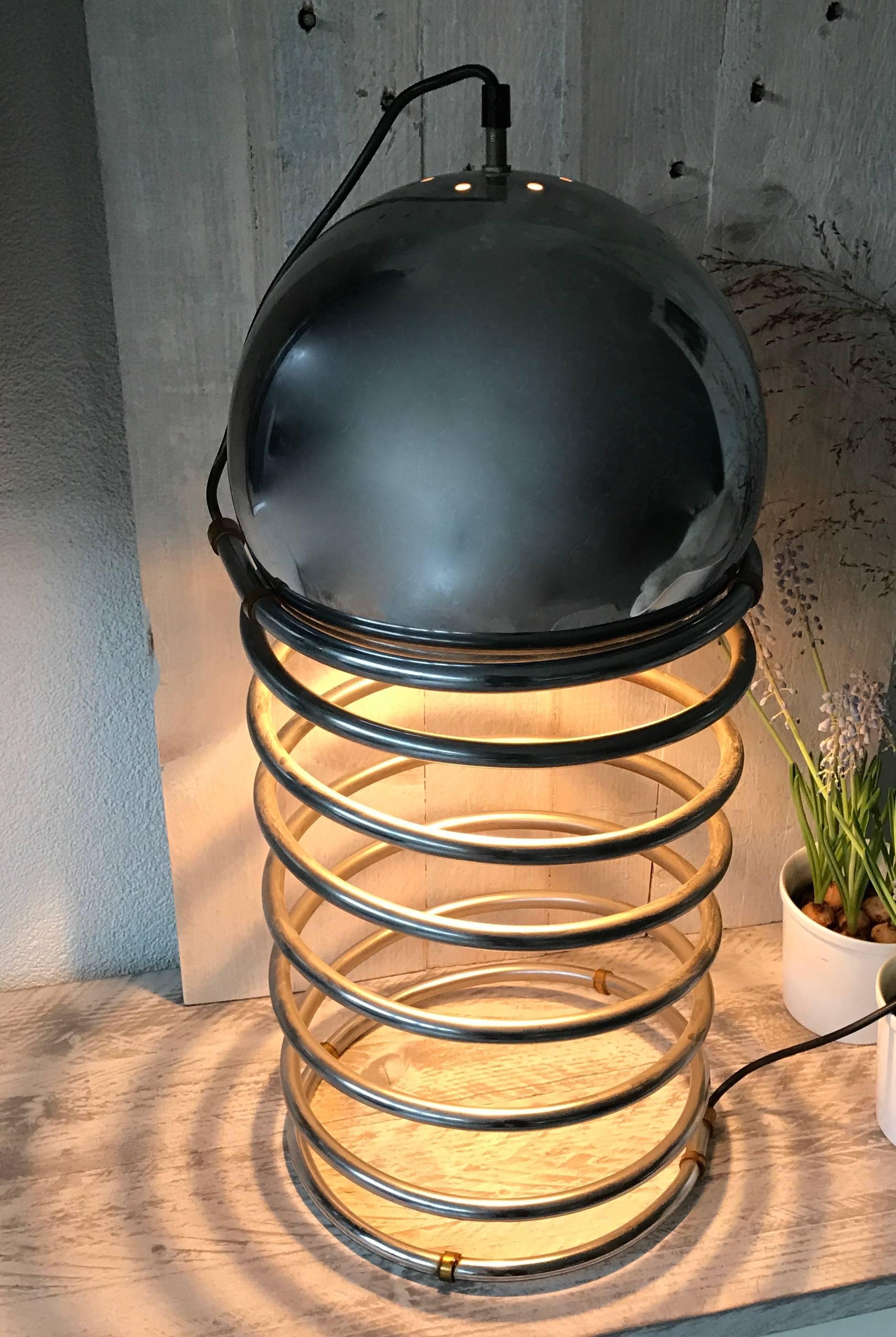 Metal Modern 1970s Spiral Table or Floor Lamp Attributed to Ingo Maurer For Sale