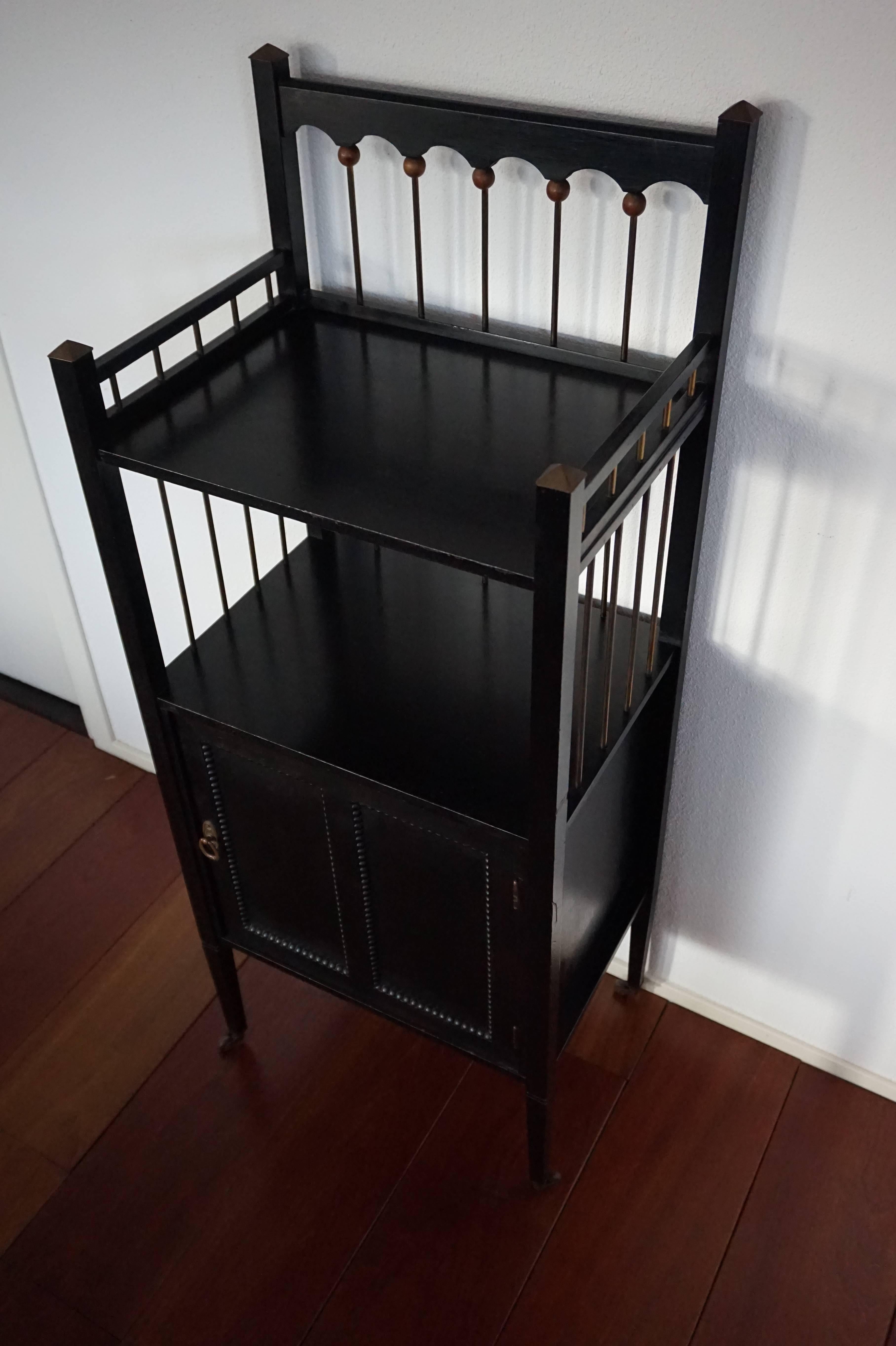 Ebonized Viennese Secession Etagere or Magazine Stand with Cabinet Kolomon Moser Style