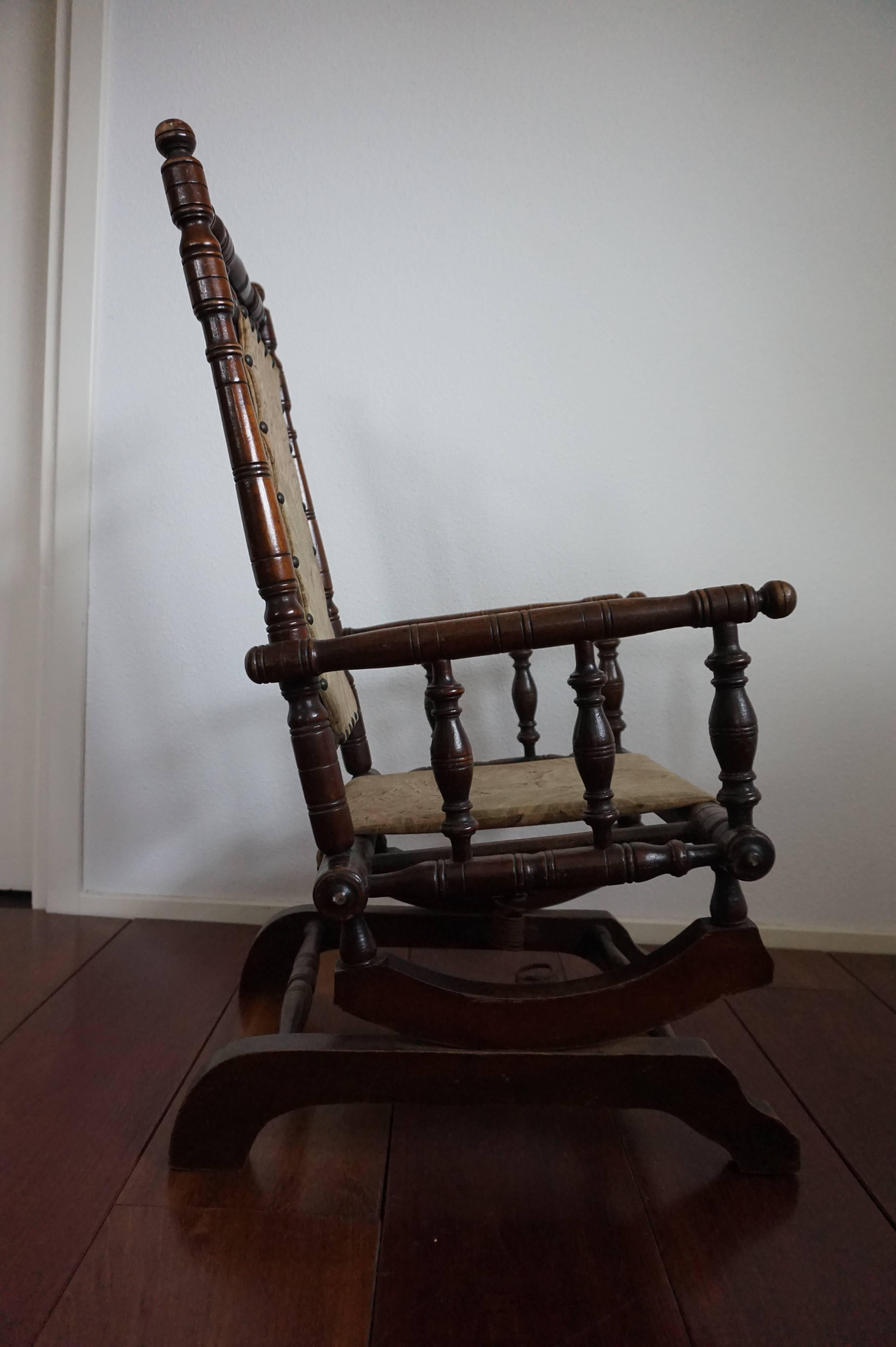 European Rare Antique Rocking Chair for Children American Rocker for Child or Toy Bear For Sale