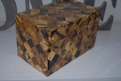 Late 20th Century Hand-Crafted Wooden Organic Treasure Box  Square Design Inlay