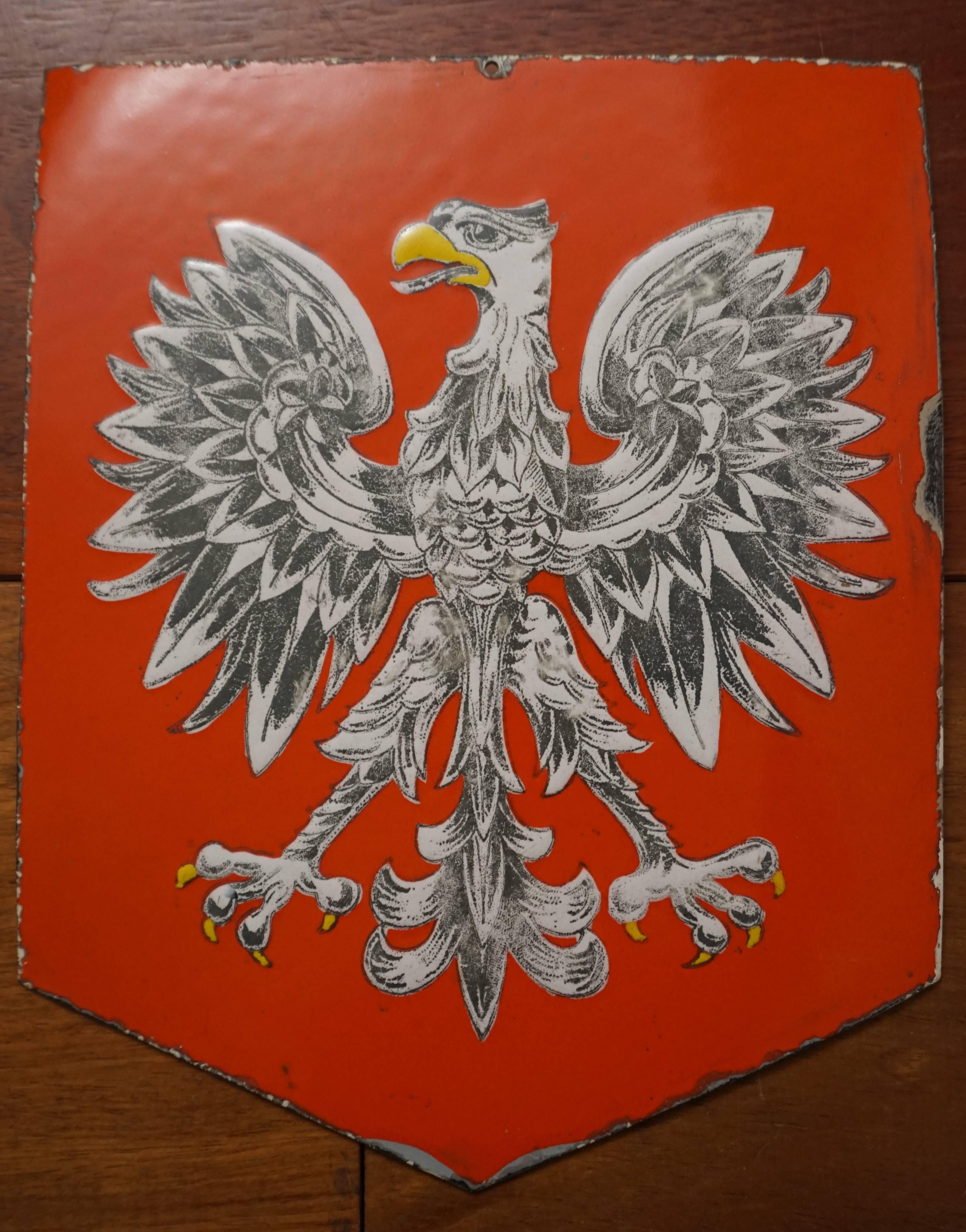 Mid to Early 20th Century Enameled Coat of Arms / Crest of White Eagle of Poland 2