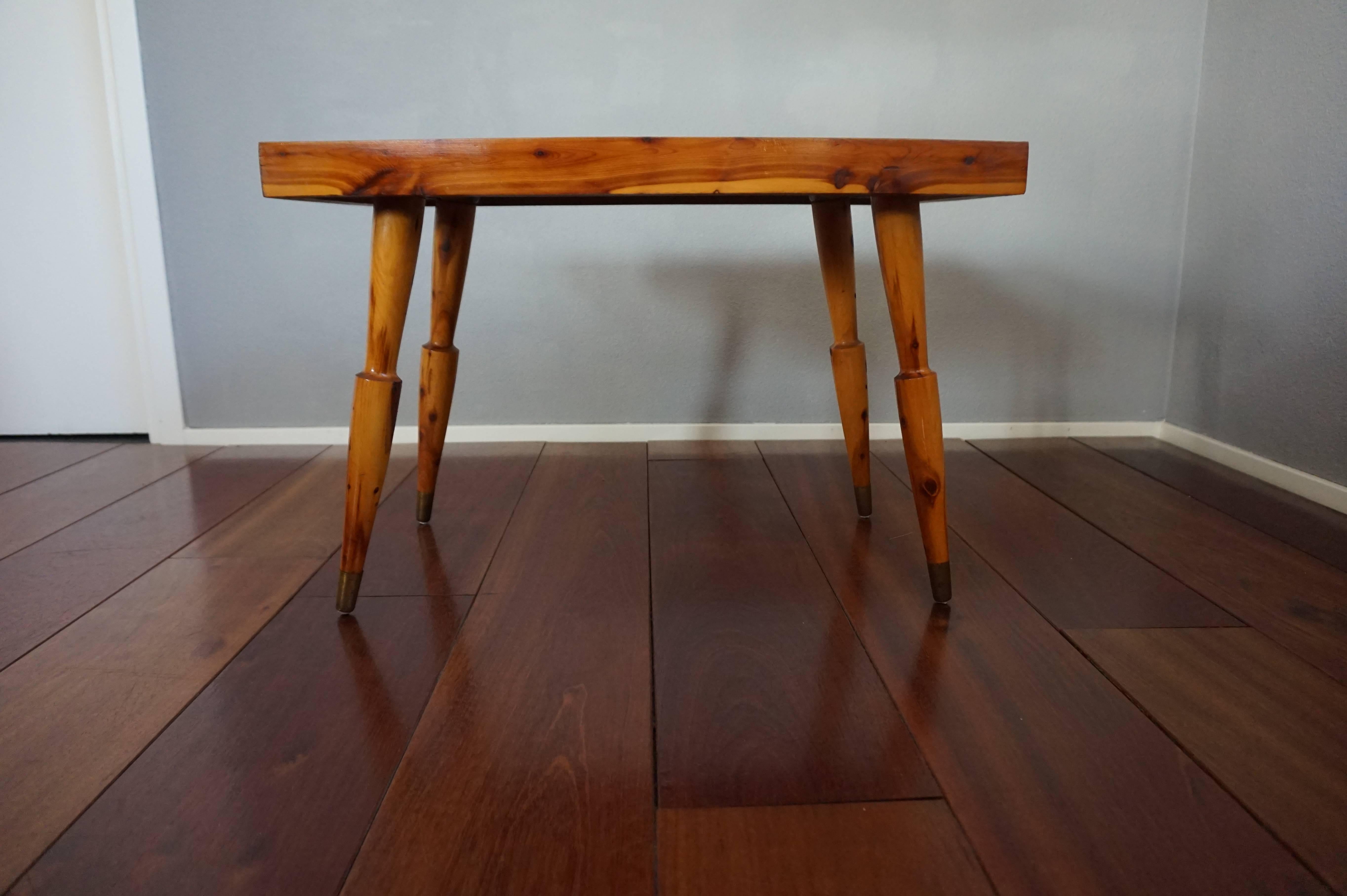 Wood Rare Vintage Design Canadian Juniper & Rock Coffee or End Table with Makers Name For Sale