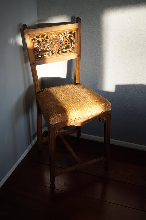 19th Century Carved Nutwood Ladies Chair with Stunning Green Man
