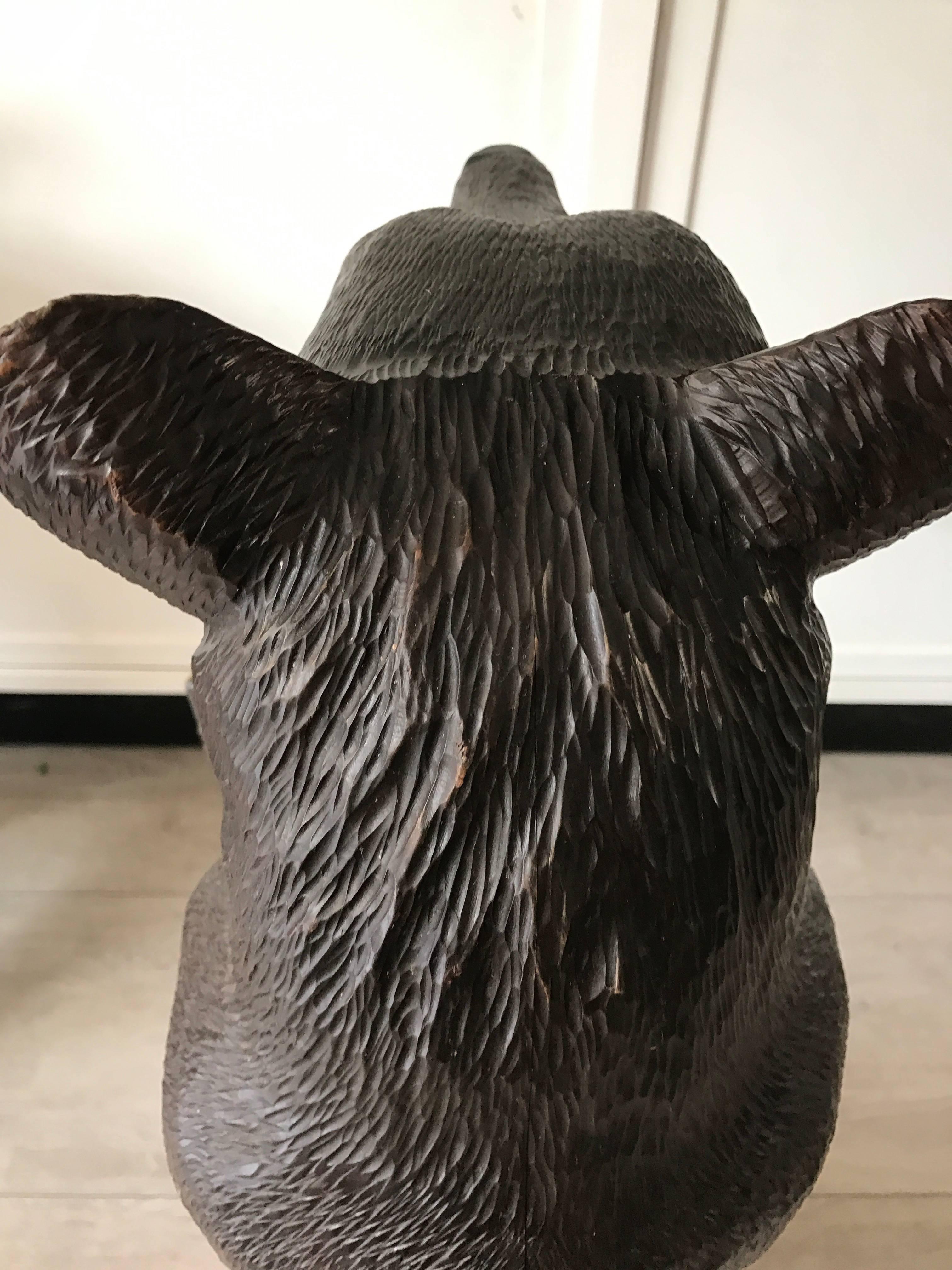 Antigua Entrada de Madera Tallada de Oso Black Forest, Paragüero de Pasillo y Soporte de Bastón en Bueno estado para la venta en Lisse, NL