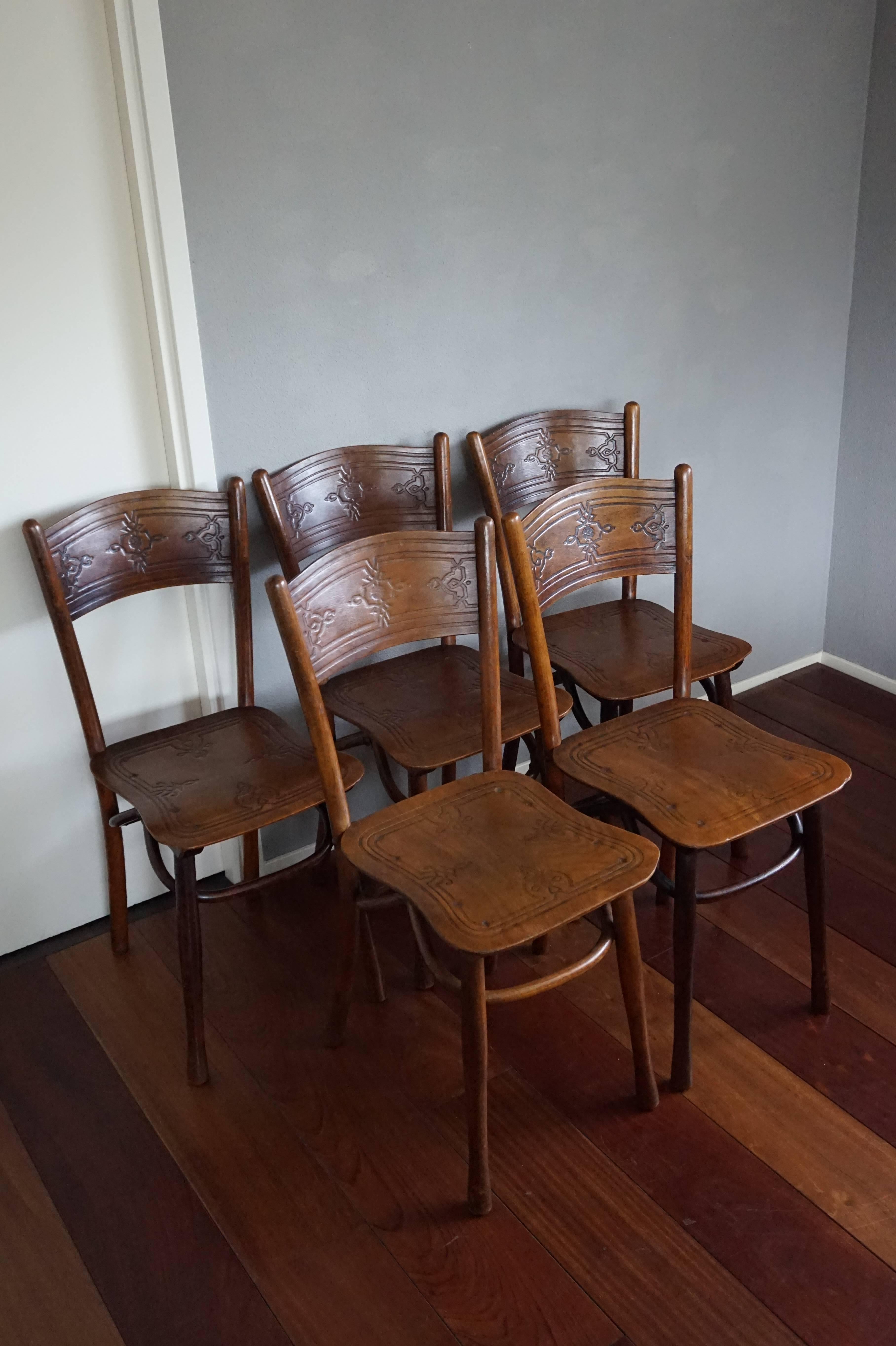 Late 19th Century Set of Five Bentwood Chairs by Jacob & Josef Kohn Austria Wien 2