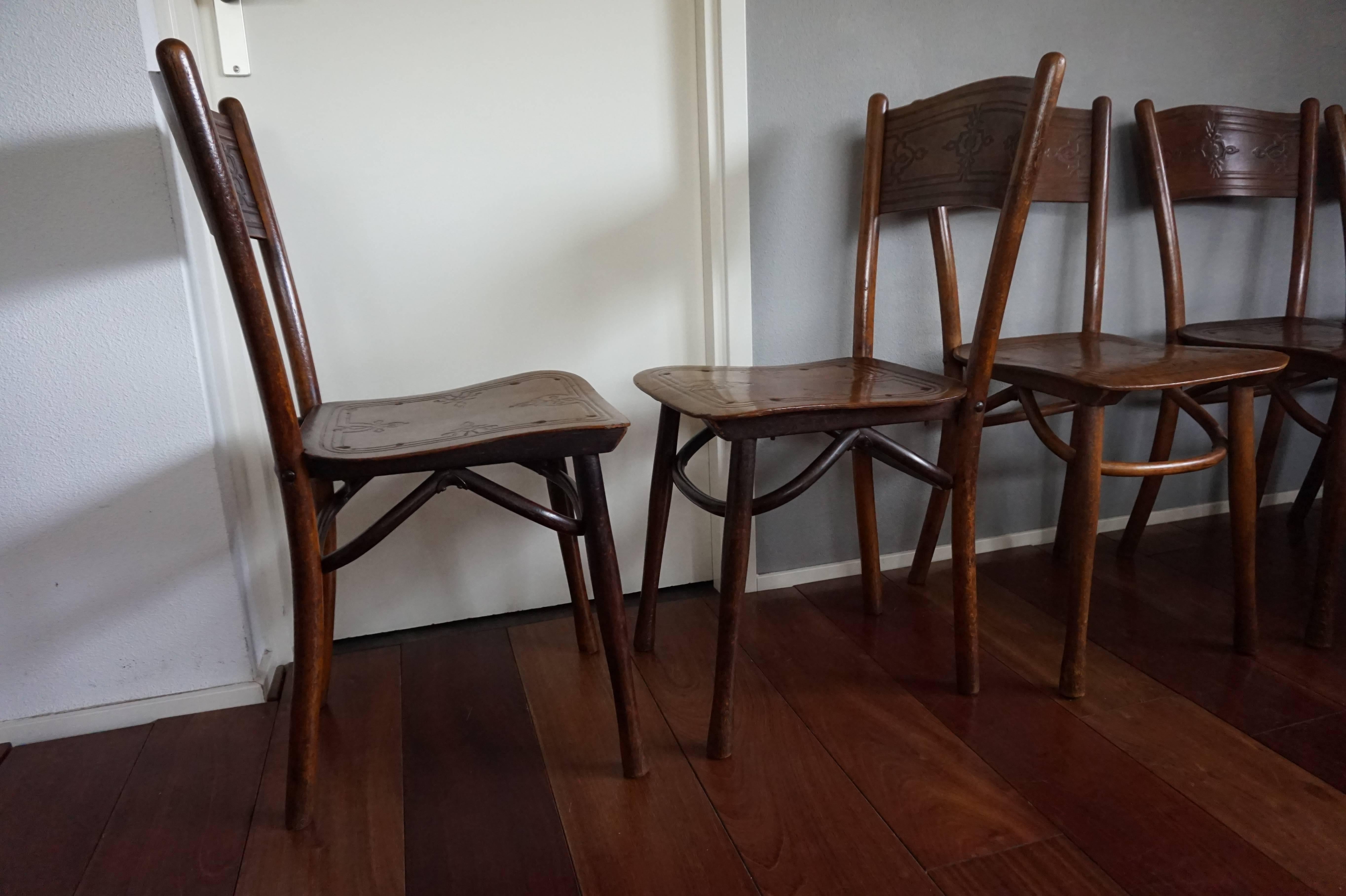 Hand-Crafted Late 19th Century Set of Five Bentwood Chairs by Jacob & Josef Kohn Austria Wien
