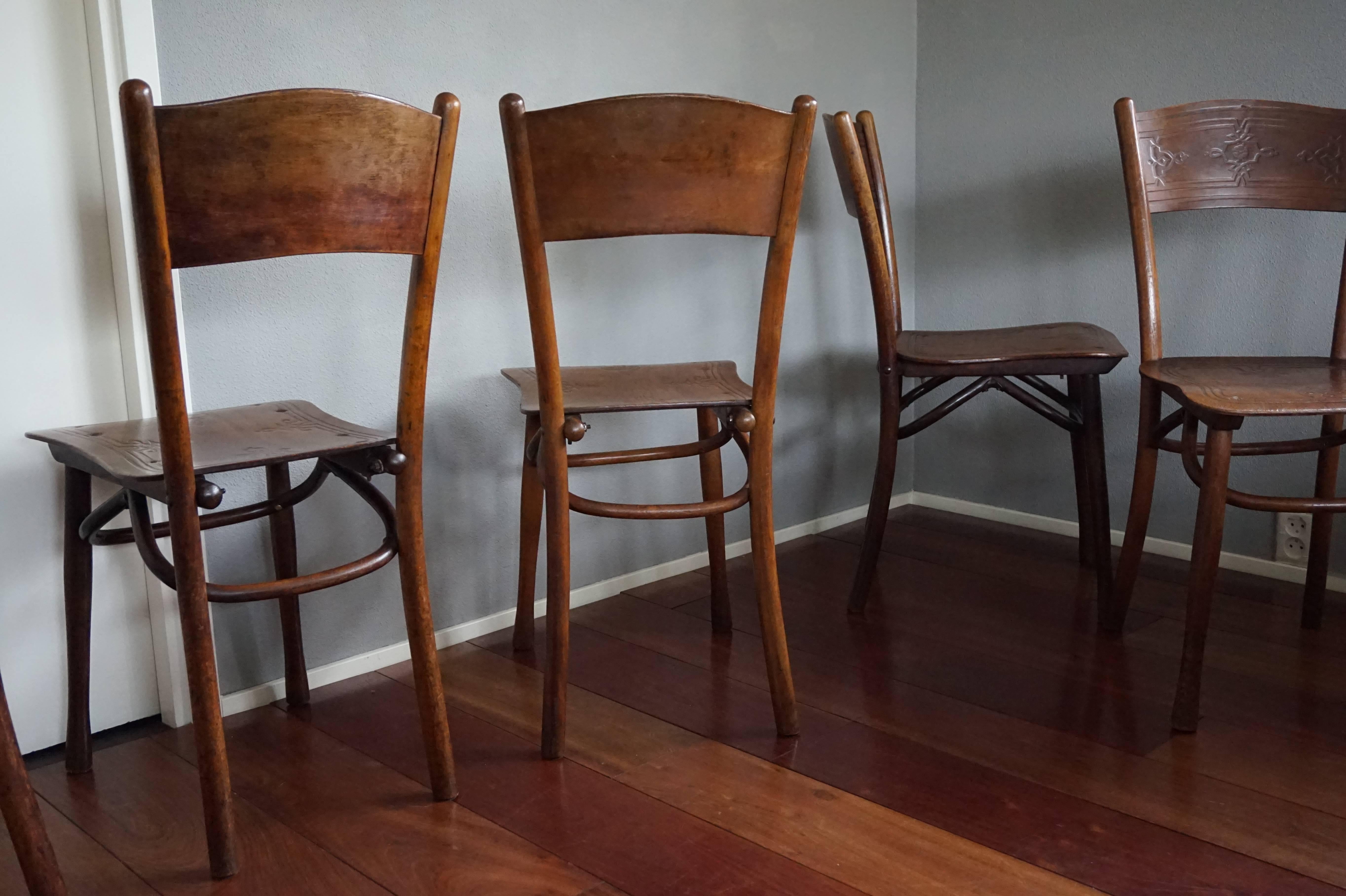Late 19th Century Set of Five Bentwood Chairs by Jacob & Josef Kohn Austria Wien In Good Condition In Lisse, NL