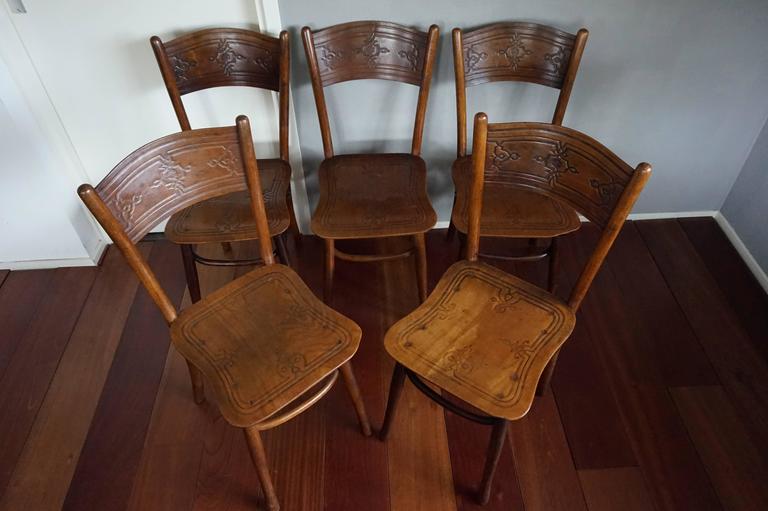 Late th Century Set of Five Bentwood Chairs by Jacob and Josef