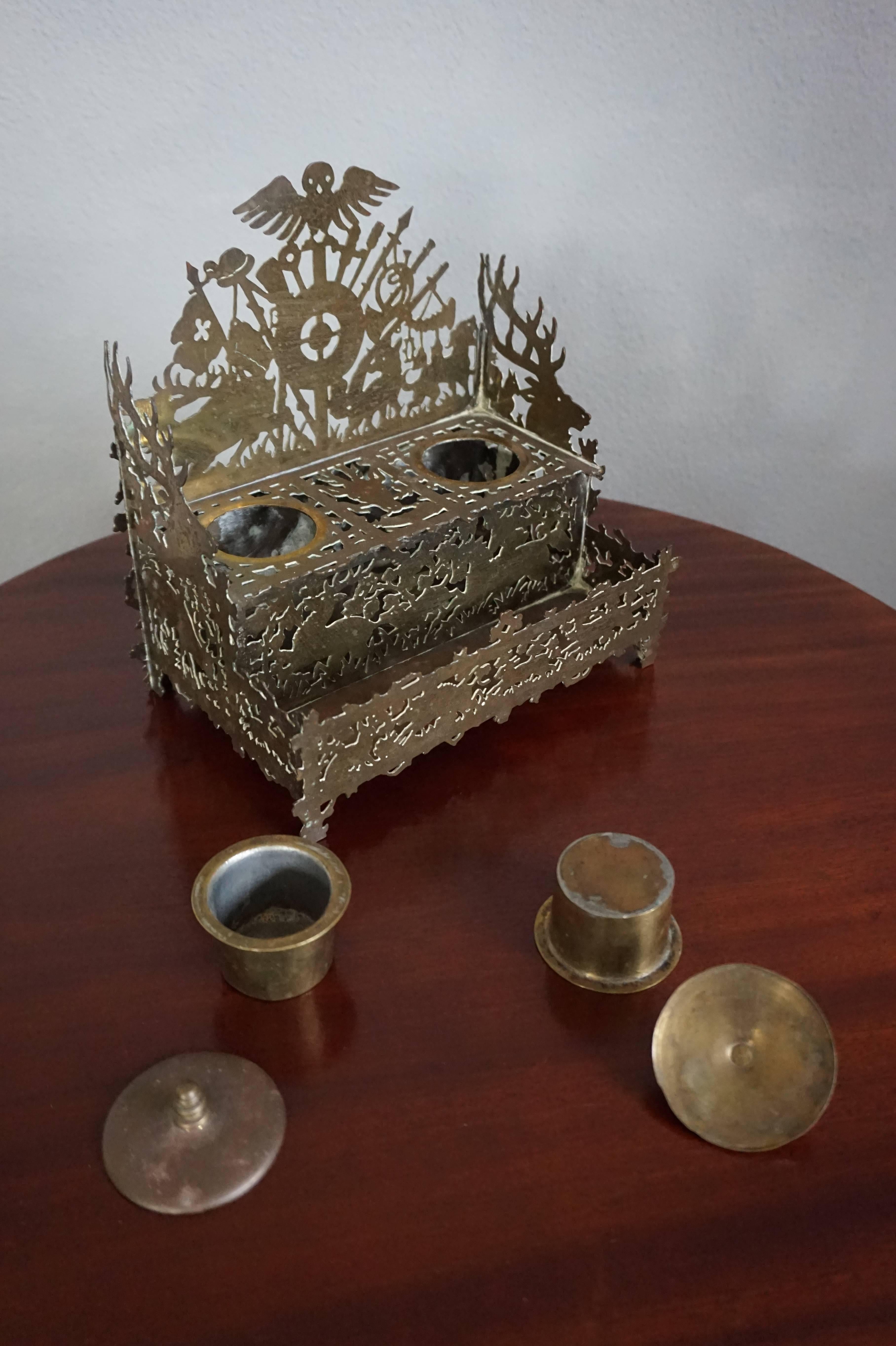Unique and Intricate Swiss Black Forest Style Hunting Ink Stand ...