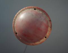 Hand-Carved Art Deco Pink and White Alabaster Pendant with Leaf / Flower Pattern