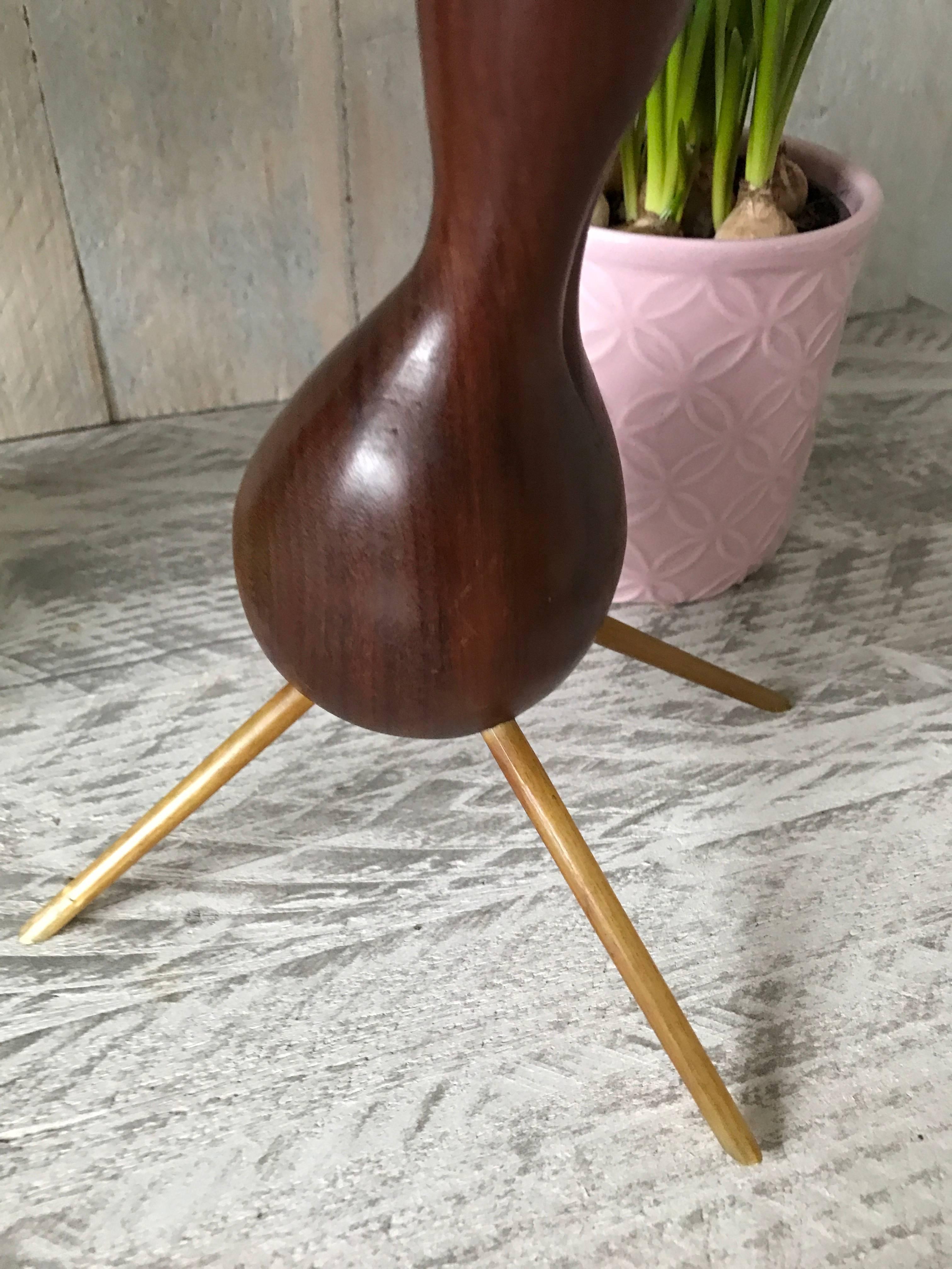 Rare Midcentury Modern Carved Teak Female Nude Sculpture Table or Floor Lamp For Sale 1