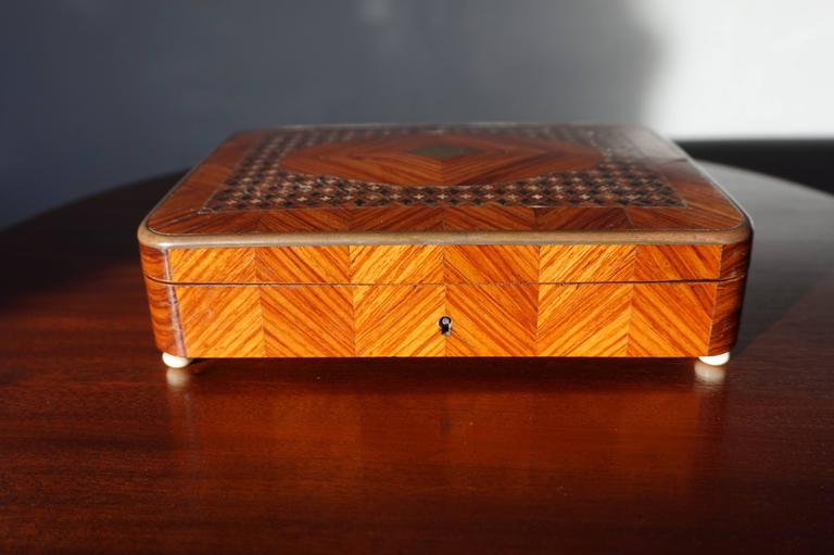 Antique and Unique French Kingwood Jewelry Box w. MotherofPearl and