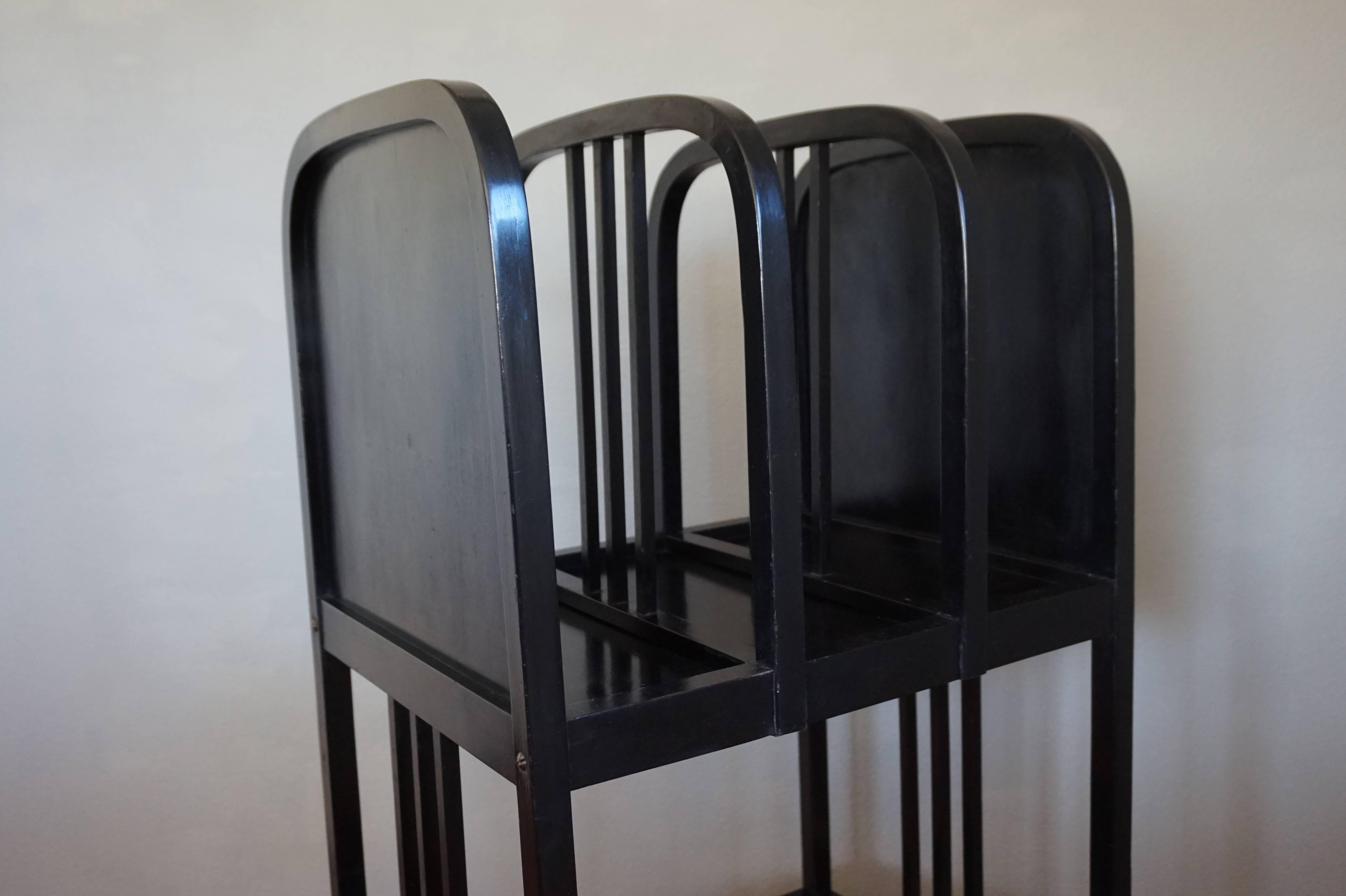 Vienna Secession Ebonized Viennese Bentwood Magazine Stand Gustav Siegel and Otto Wagner Style For Sale