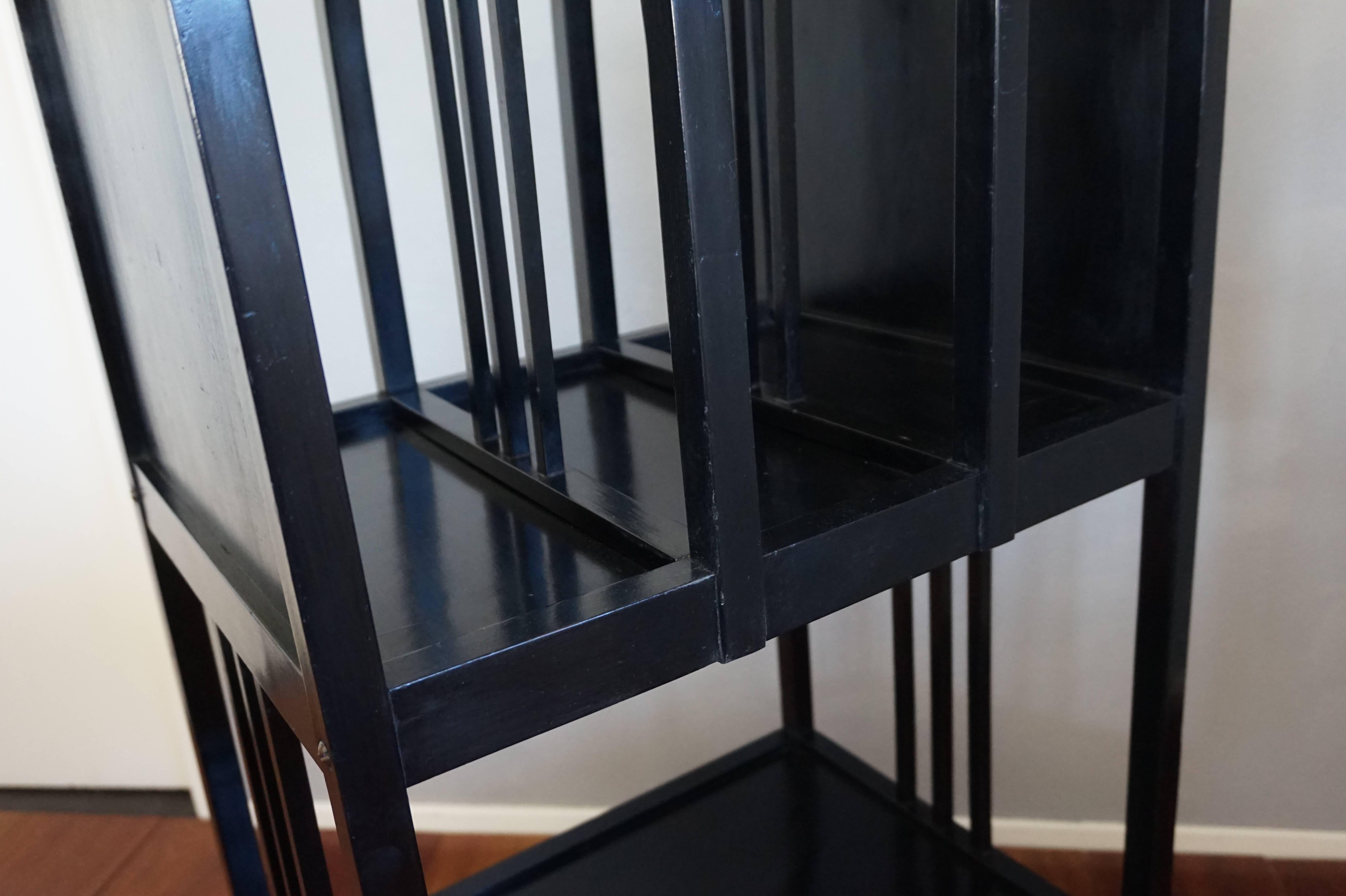 Ebonized Viennese Bentwood Magazine Stand Gustav Siegel and Otto Wagner Style In Good Condition For Sale In Lisse, NL