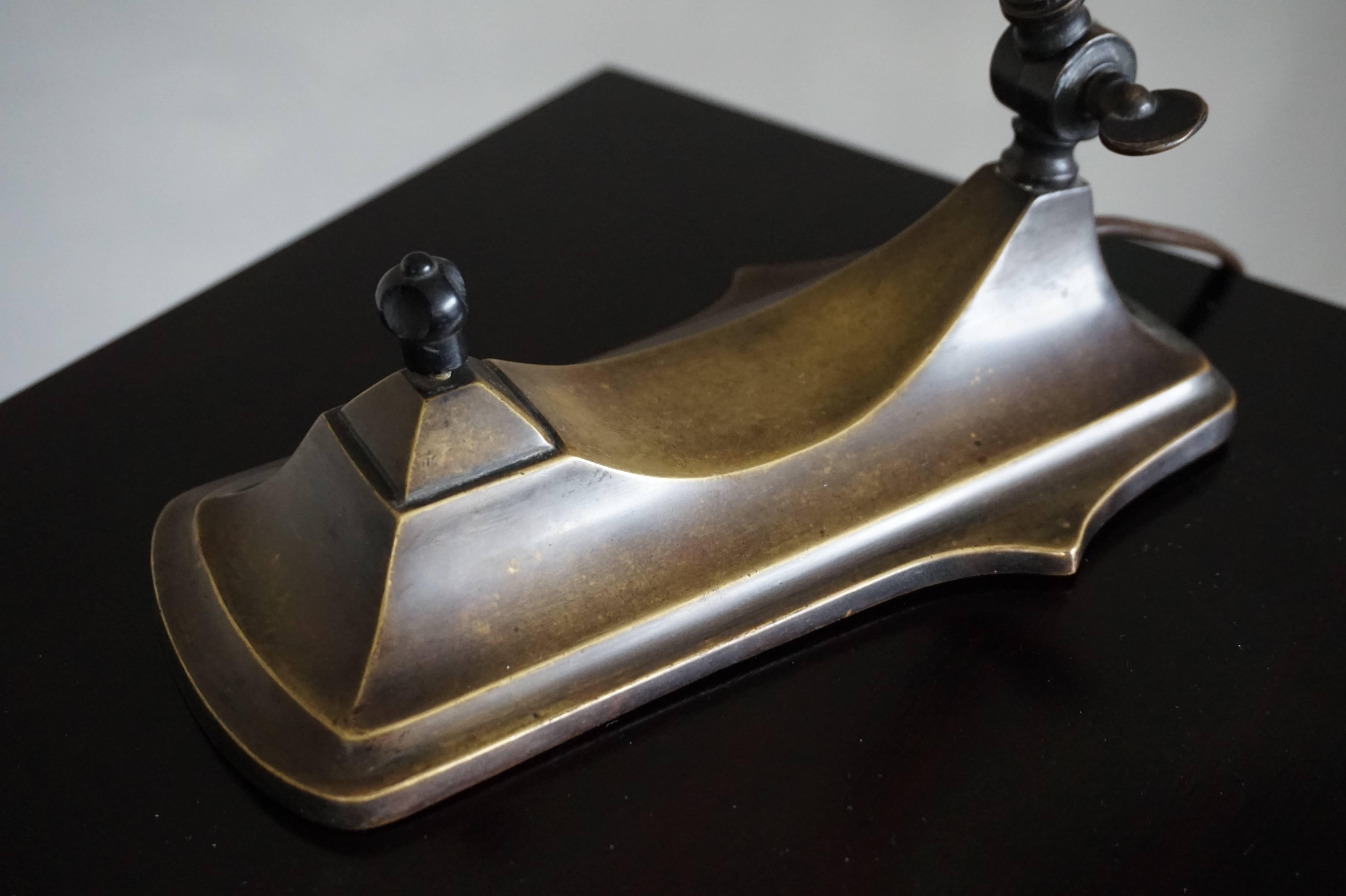 Stunning Art Deco Brass and Pate Verde Table or Desk Lamp by Jean Noverdy France In Excellent Condition In Lisse, NL