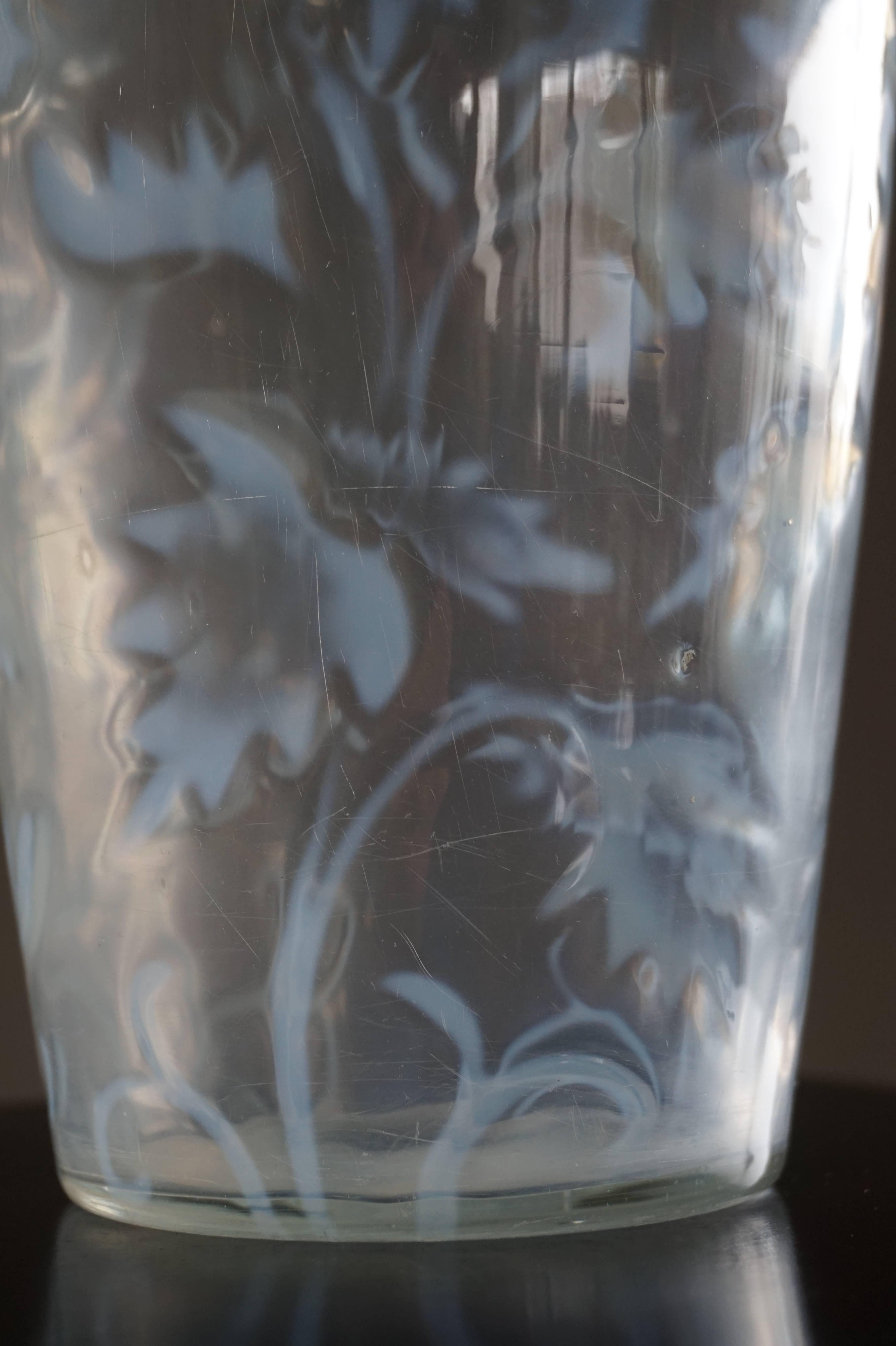 Antique Art Nouveau Iridescent Glass Vase Amazing Design with a Gilt Bronze Base 3
