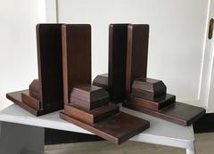 Double Set of 1920s Amsterdam School Solid Mahogany & Macassar Large Bookends