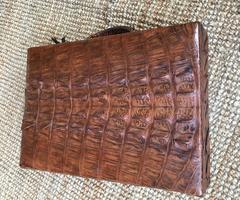 1930s Deluxe Leather Suitcase or Business Case with Realistic Alligator Pattern