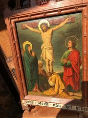 Stunning Gothic Painting 12th Station Crucifixion 'Jesus Dies on the Cross'