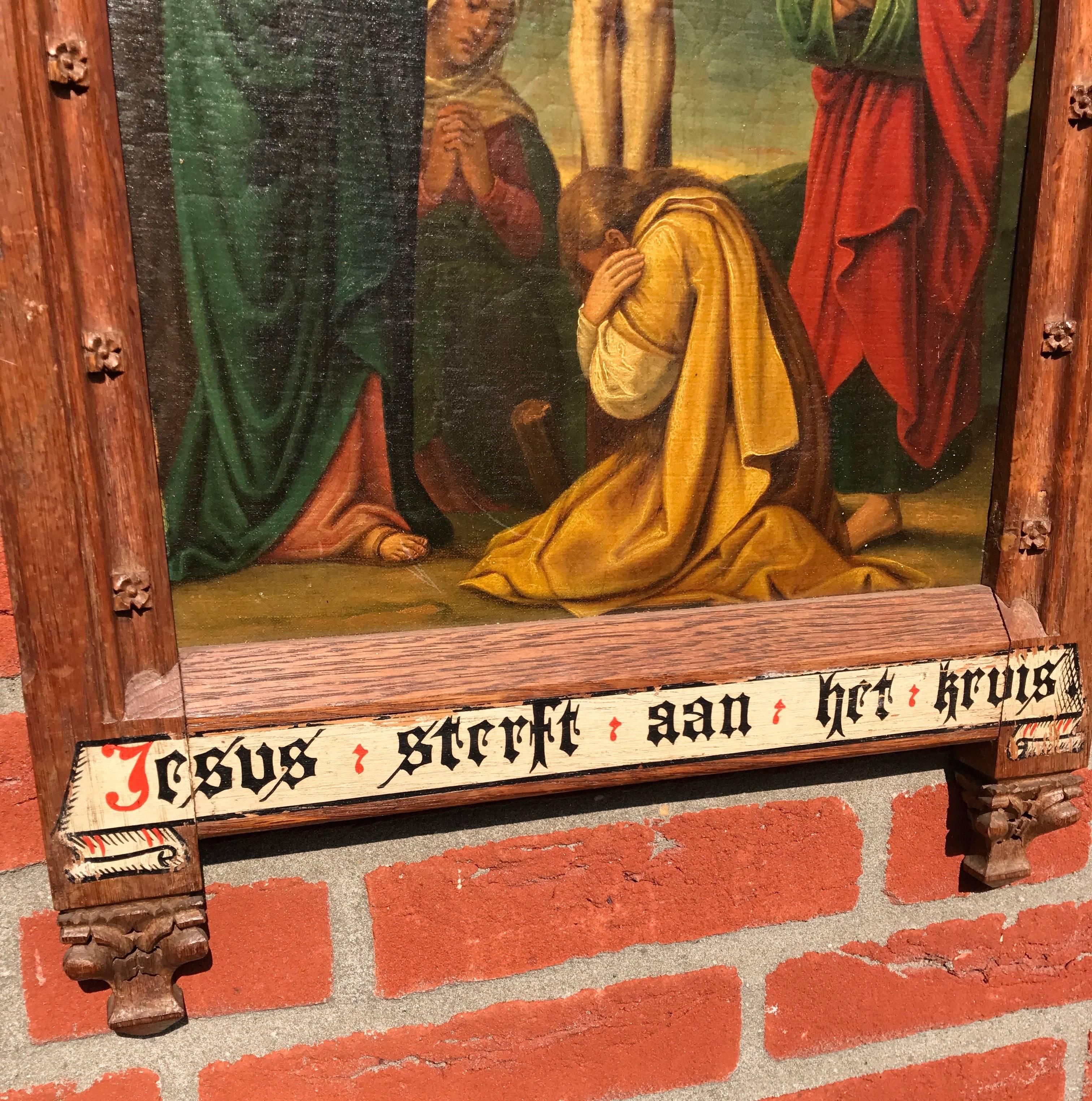 Metal Stunning Gothic Painting 12th Station Crucifixion 'Jesus Dies on the Cross'