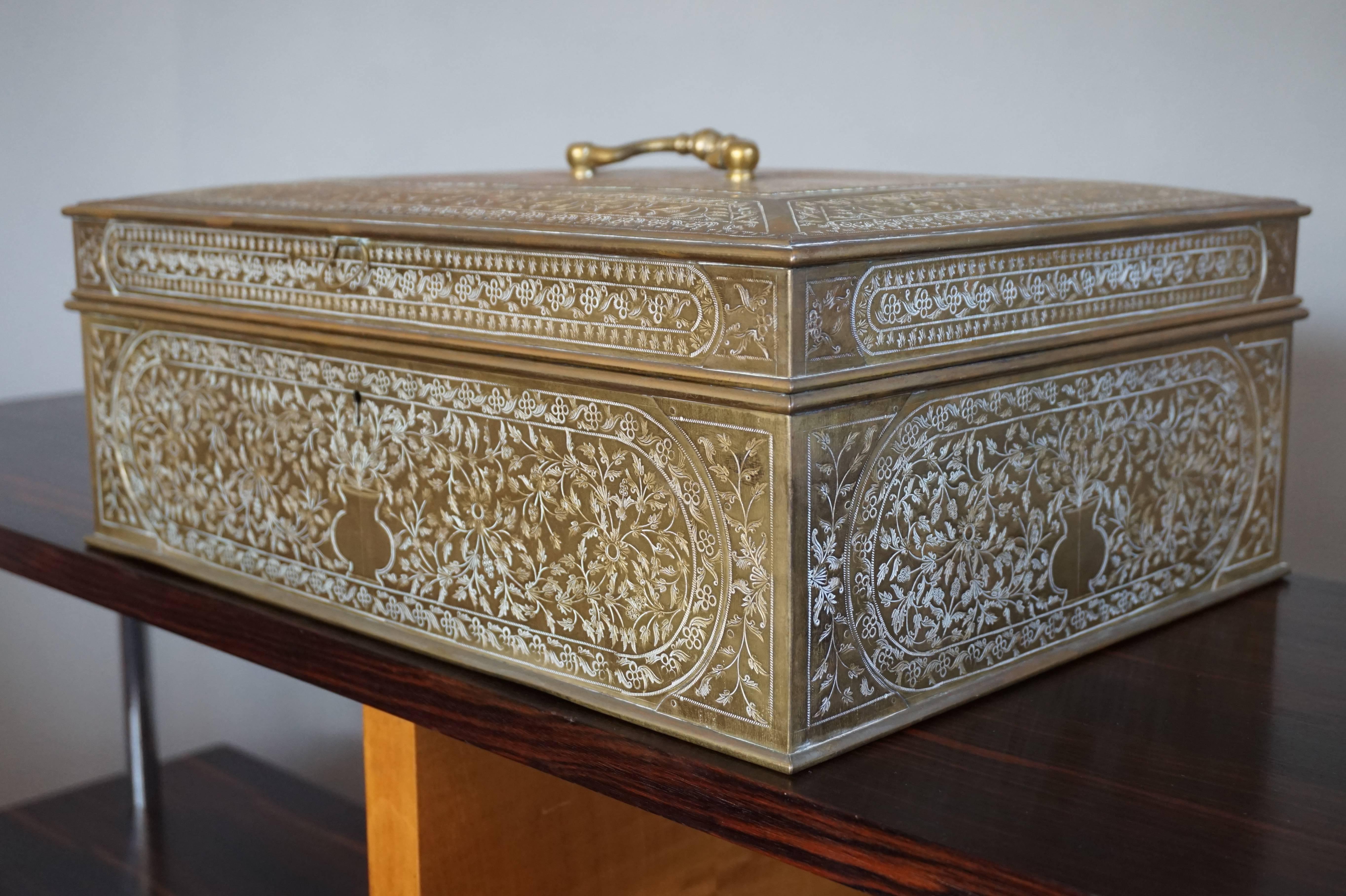 Unique 19th Century Embossed Brass Box of Yellow Metal by P.H. Muntz's 1872 3