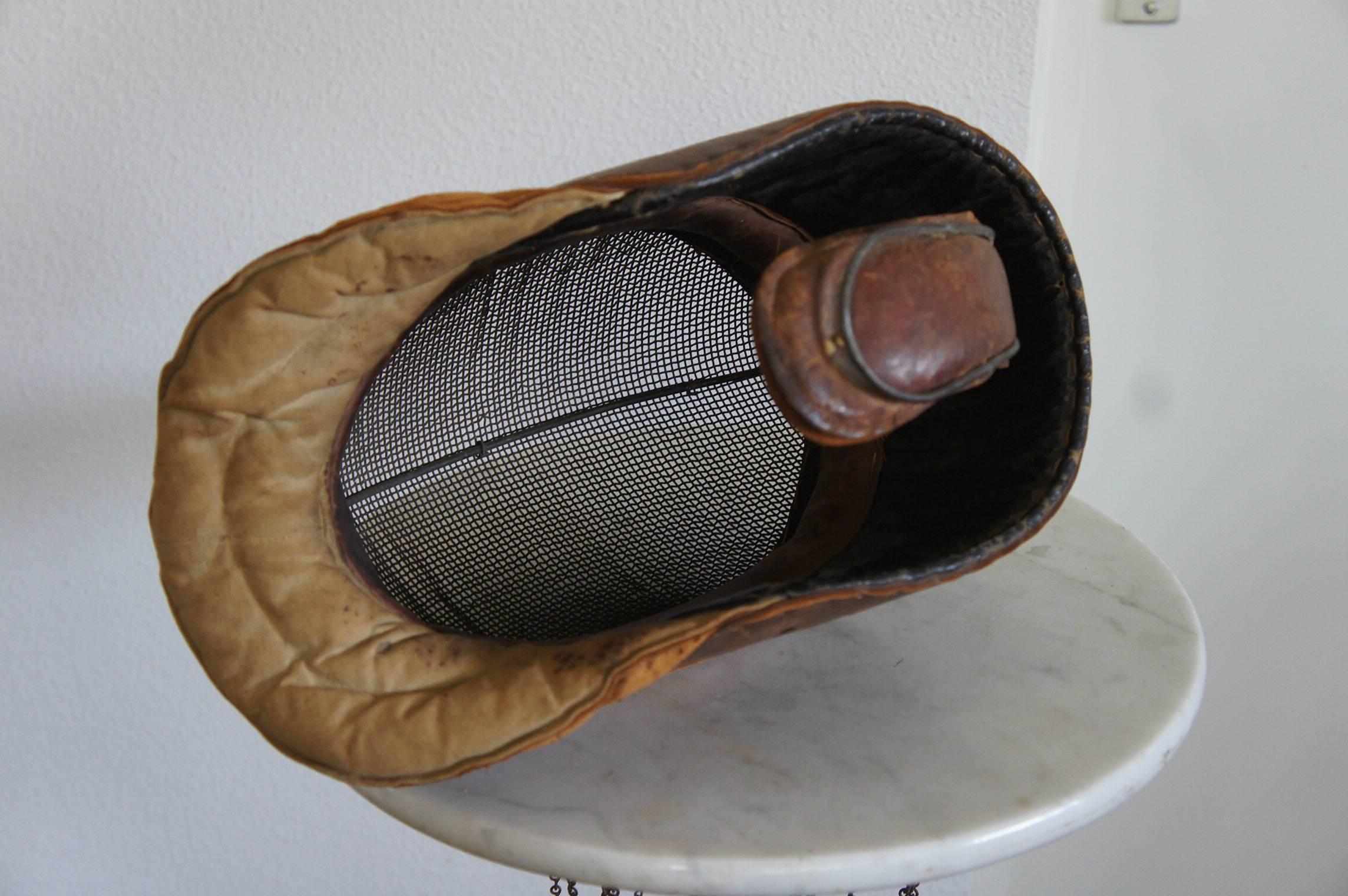 Art Deco Early 20th Century Leather and Metal Fencing Mask in Good and Original Condition