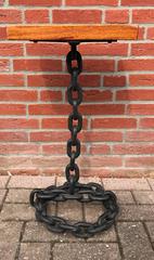 Franz West Style Iron Nautical Chain Table or Stand with Tropical Hardwood Top