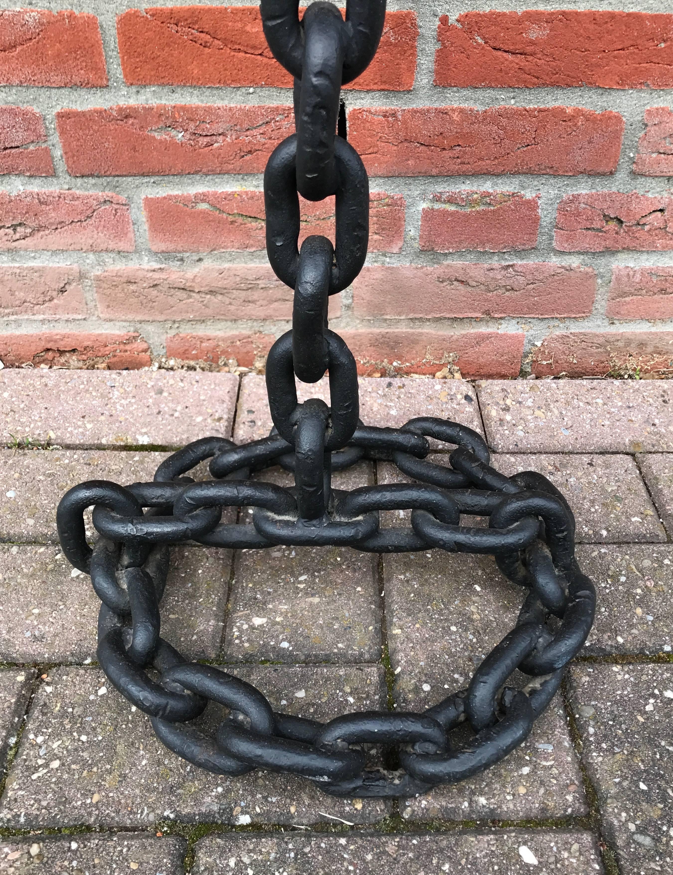 Austrian Franz West Style Iron Nautical Chain Table or Stand with Tropical Hardwood Top For Sale