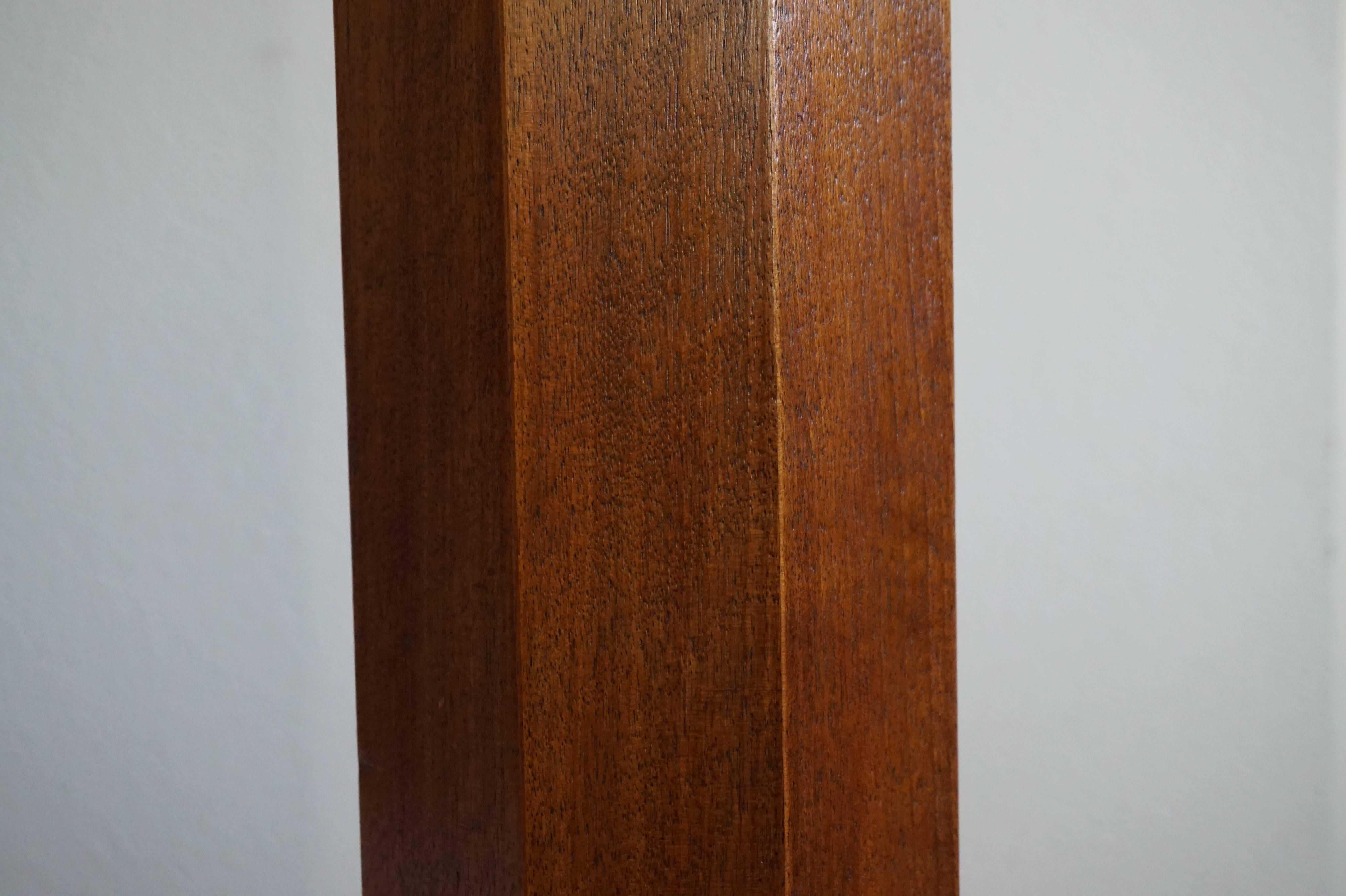 European Rare and Beautiful Mahogany Art Deco Octagonal Floor Lamp with Glass Shade 1930s