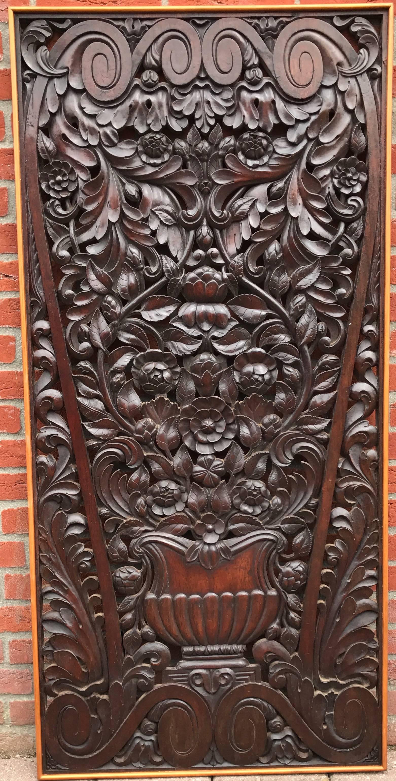 Impressive, large and highly decorative wall panel.

Most people would not be able to draw a picture like this, but the craftsman who made this astonishing panel is not 'most people'. The size, the shape, the quality and the look and feel of this