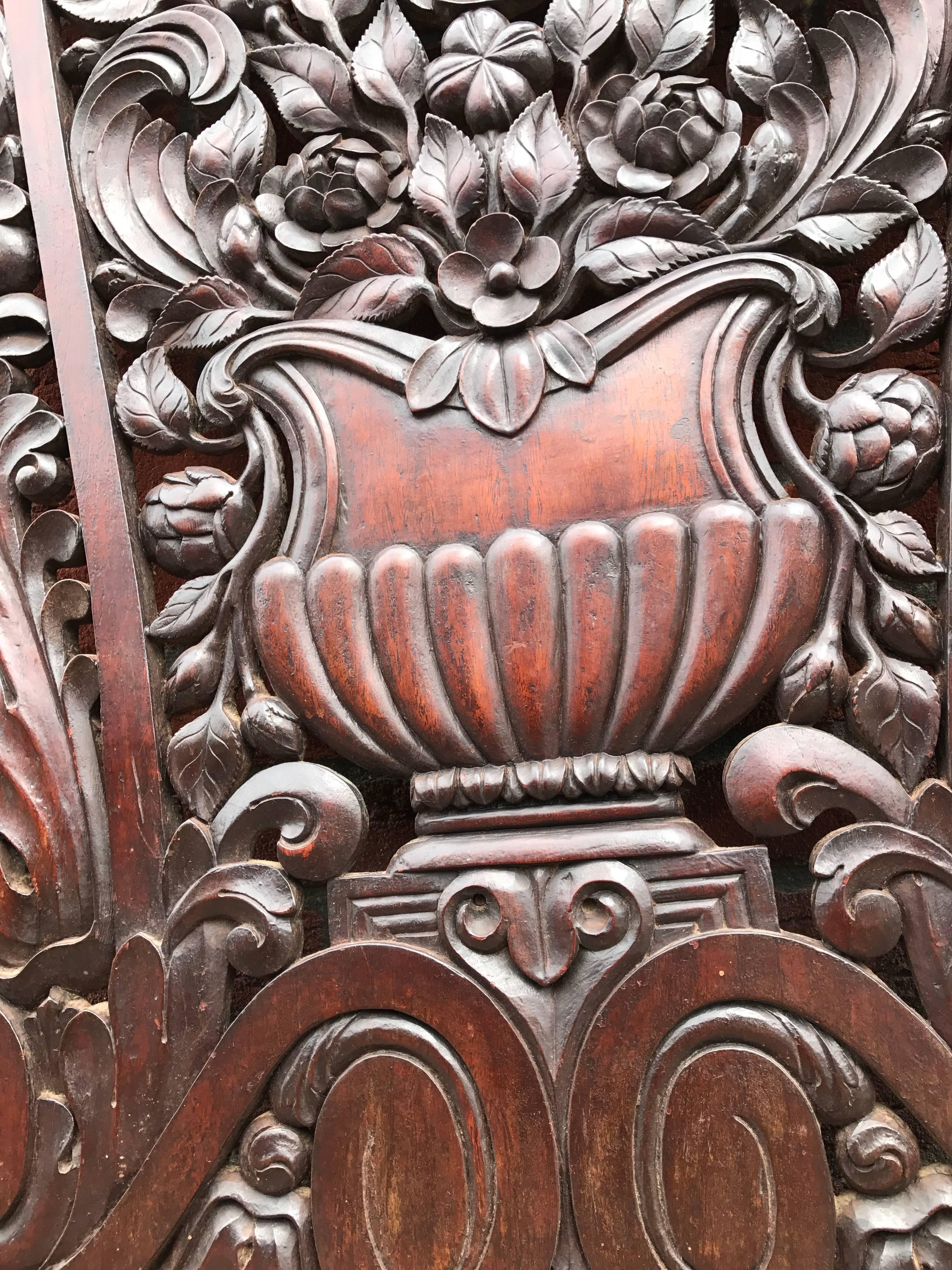 English Antique and Incredibly Detailed, Large Hand Carved Mahogany Wall Panel/Plaque