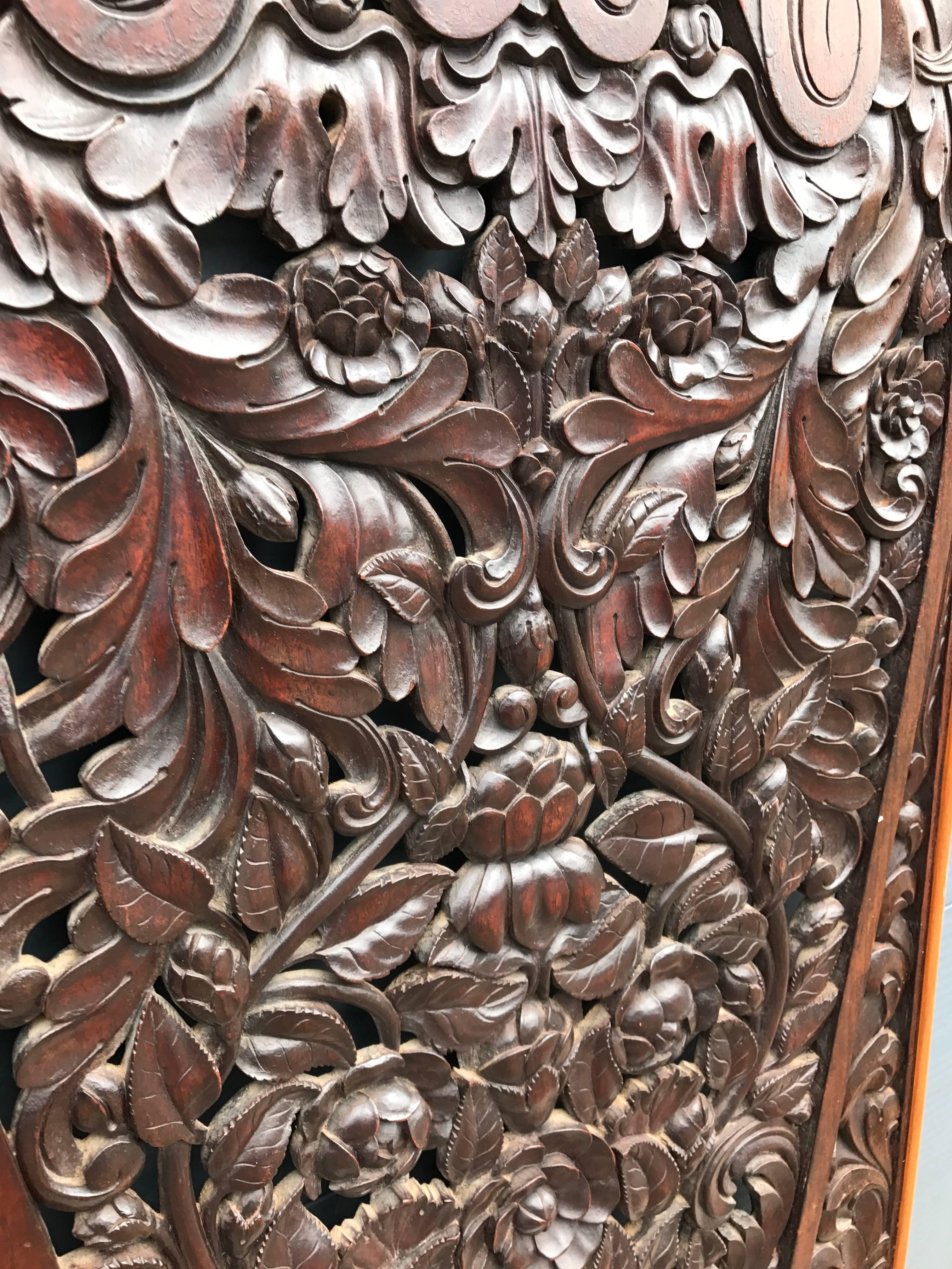 19th Century Antique and Incredibly Detailed, Large Hand Carved Mahogany Wall Panel/Plaque