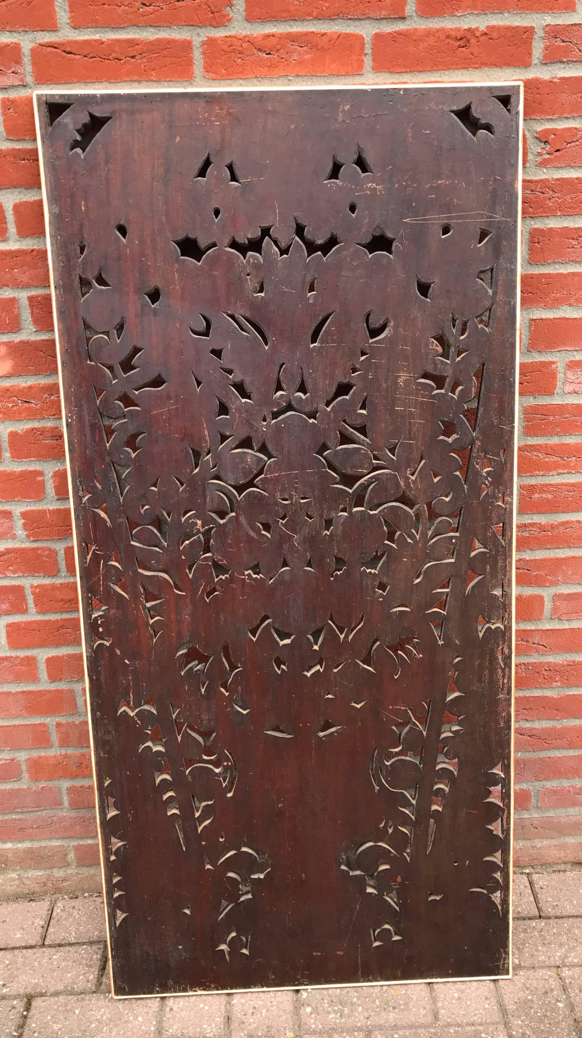 Wood Antique and Incredibly Detailed, Large Hand Carved Mahogany Wall Panel/Plaque