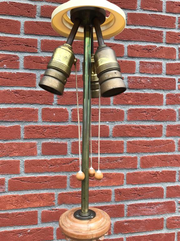 Stunning Hand Carved Antique Floor Lamp on Tripod Claw Feet with