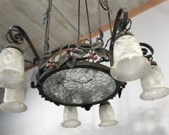 Top Quality and Design Wrought Iron Arts and Crafts Chandelier with Glass Shades