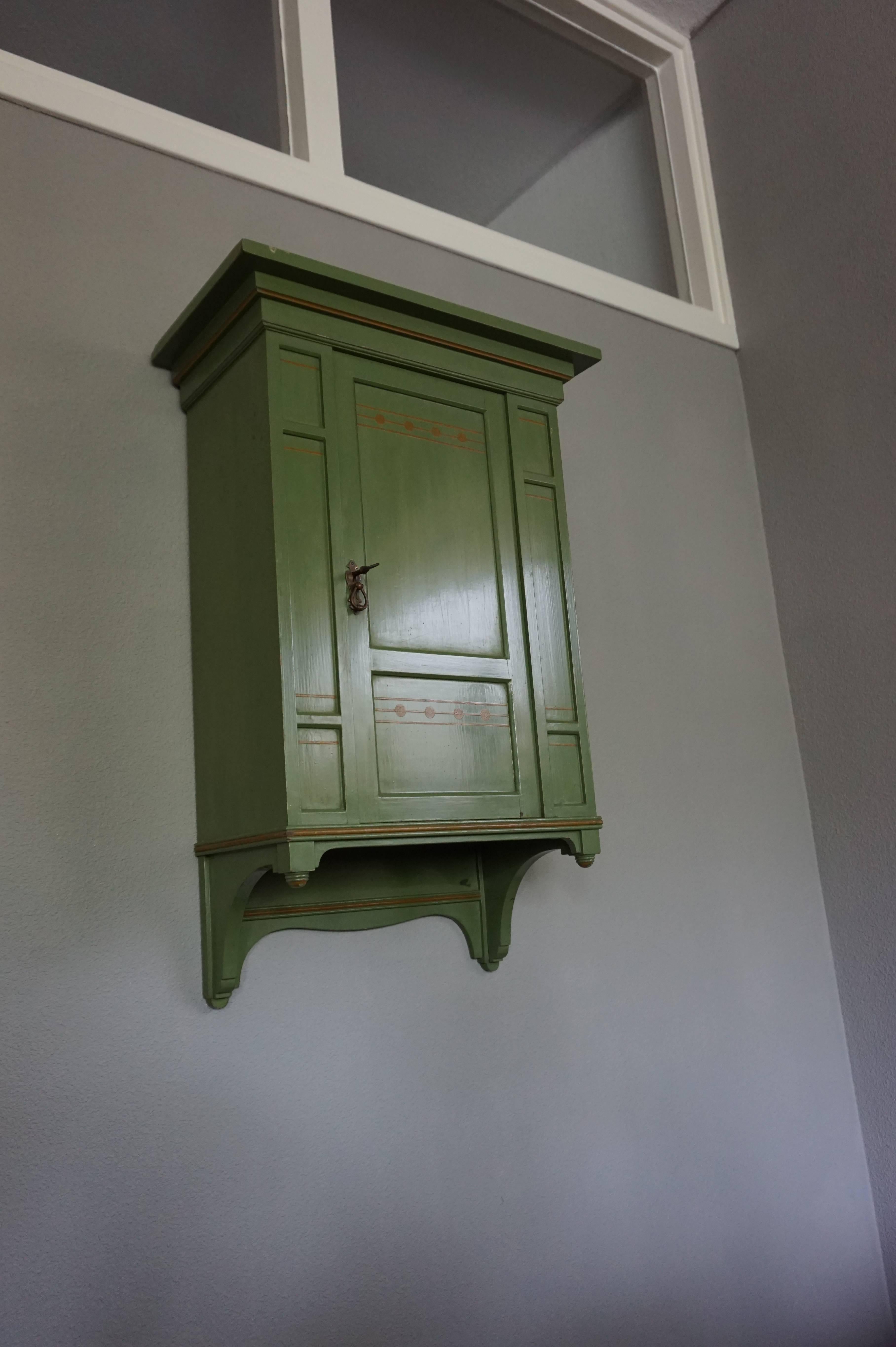 Rare Hand-Painted Jugendstil Wall Cabinet by Hollandia Pander & Zonen The Hague 4