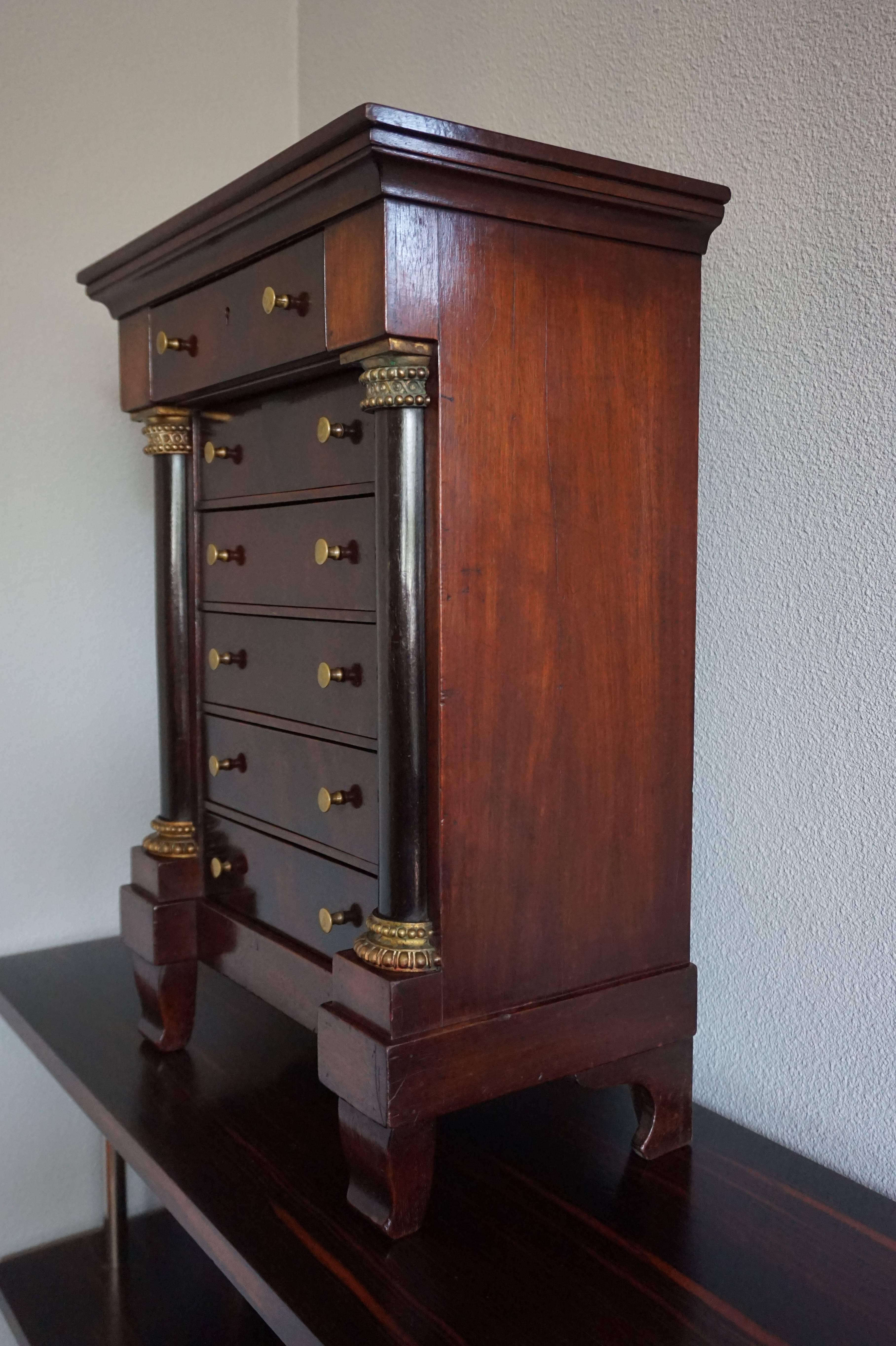 19th Century Nutwood and Bronze Empire Miniature Chiffonier / Chest of Drawers In Excellent Condition For Sale In Lisse, NL
